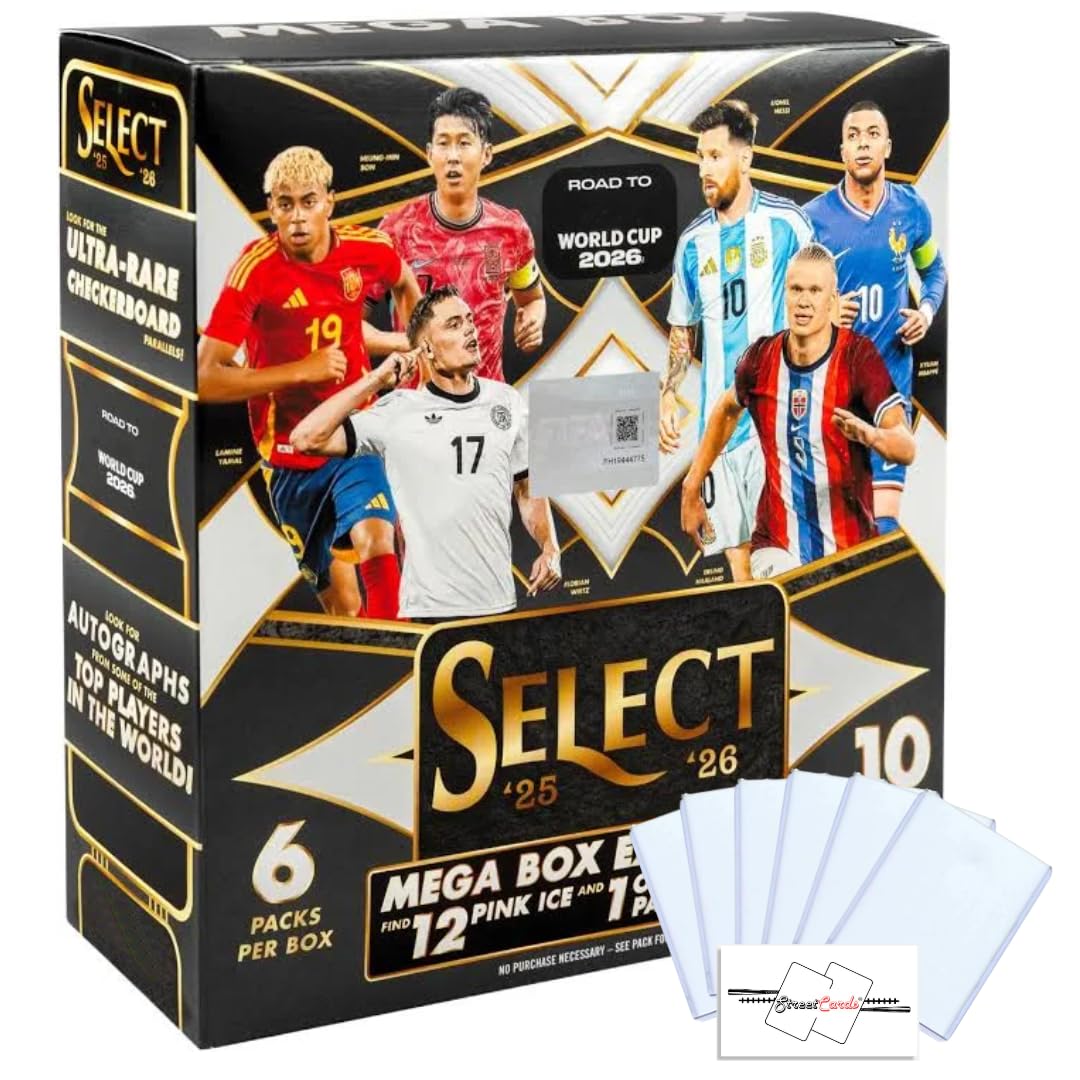 2025-26 Select Soccer Road to World Cup 2026 Mega Box with 60 Total Trading Cards + 6 Toploaders and StreetCards Magnet! Look for The Ultra-Rare Checkerboard Parallels!