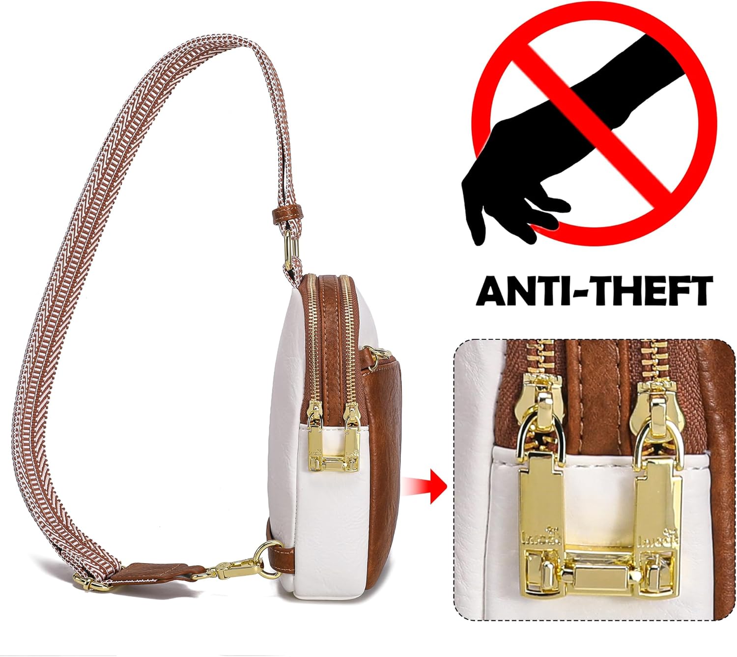 Haytijoe RFID Anti-Theft Sling Bag for Women, Small Crossbody Travel Purse with Locking Zippers, Lightweight Everyday Bag - Image 3