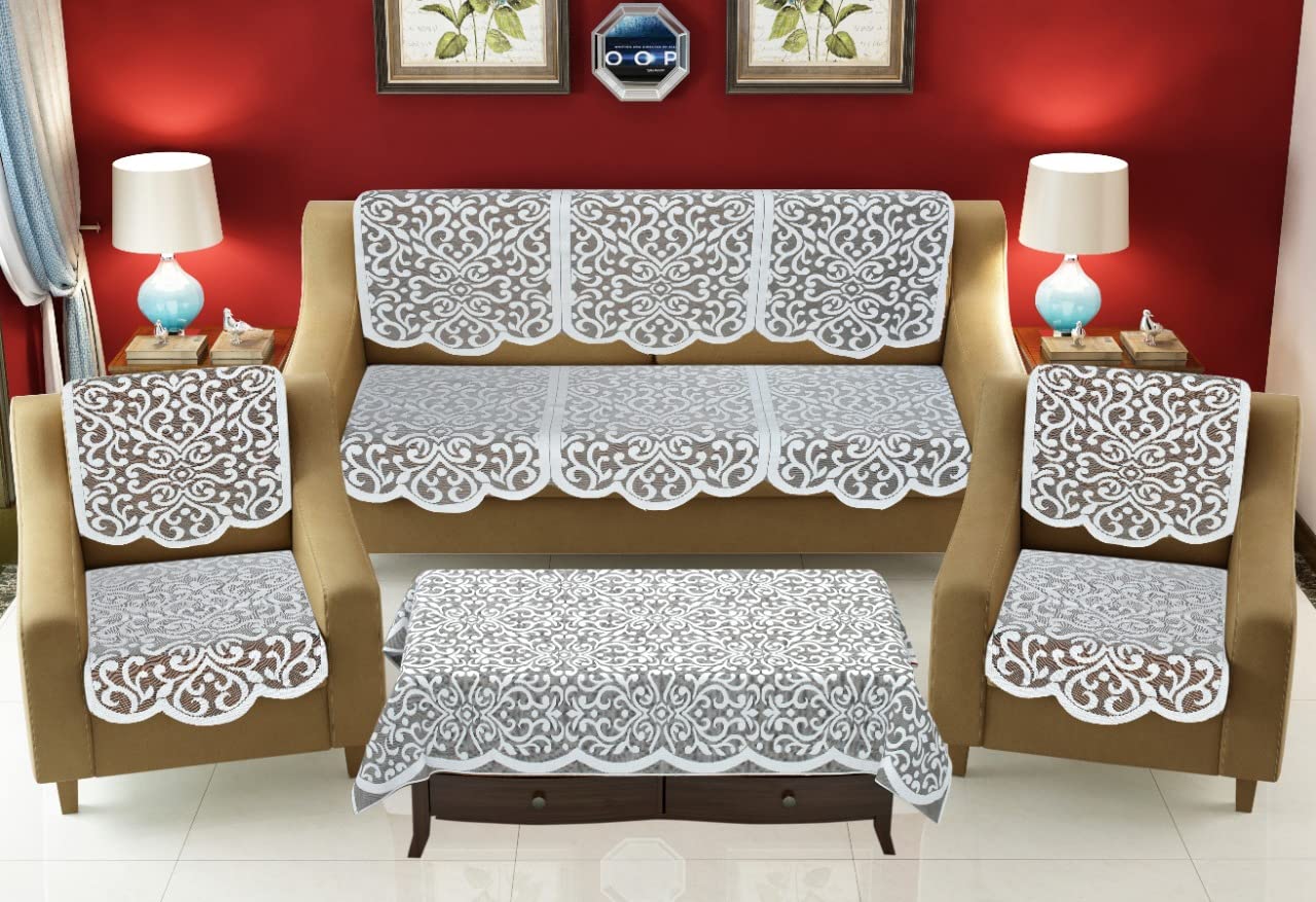 Arpan Industries Flower Design Cotton 5 Seater Sofa Cover Set with 6 Pieces Arms Cover and 1 Center Table Cover (Pack of 1X11) (White) (B0BBH5M3BV) Amazon Price History, Amazon Price Tracker