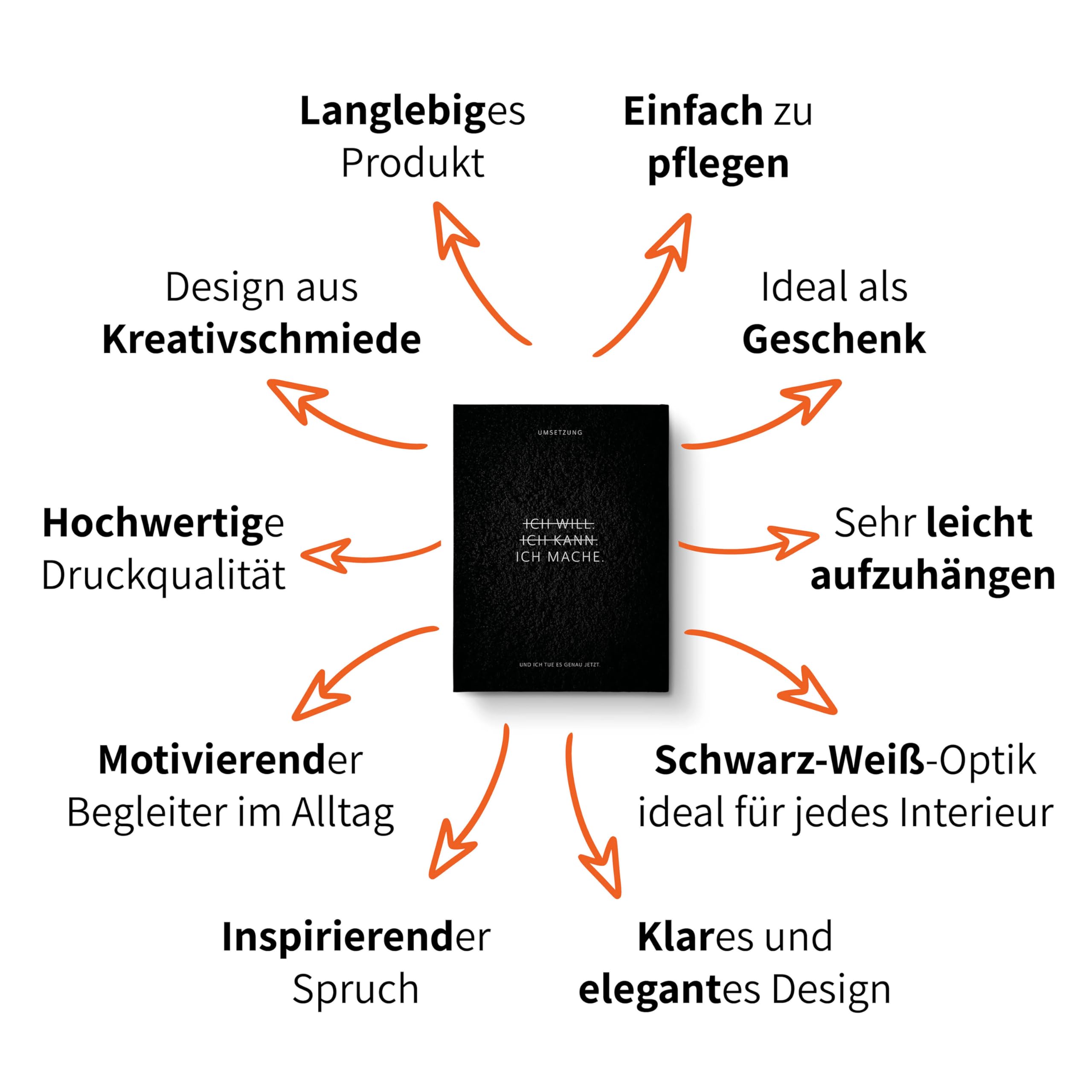 FOMACO Inspiring Art - Motivation Leinwand - 30x40 cm Hochformat - Erfolg hat drei Buchstaben: TUN - Schwarzgrau Marmoroptik - Motivationsbild Wandbild Büro Sprüche Inspiration