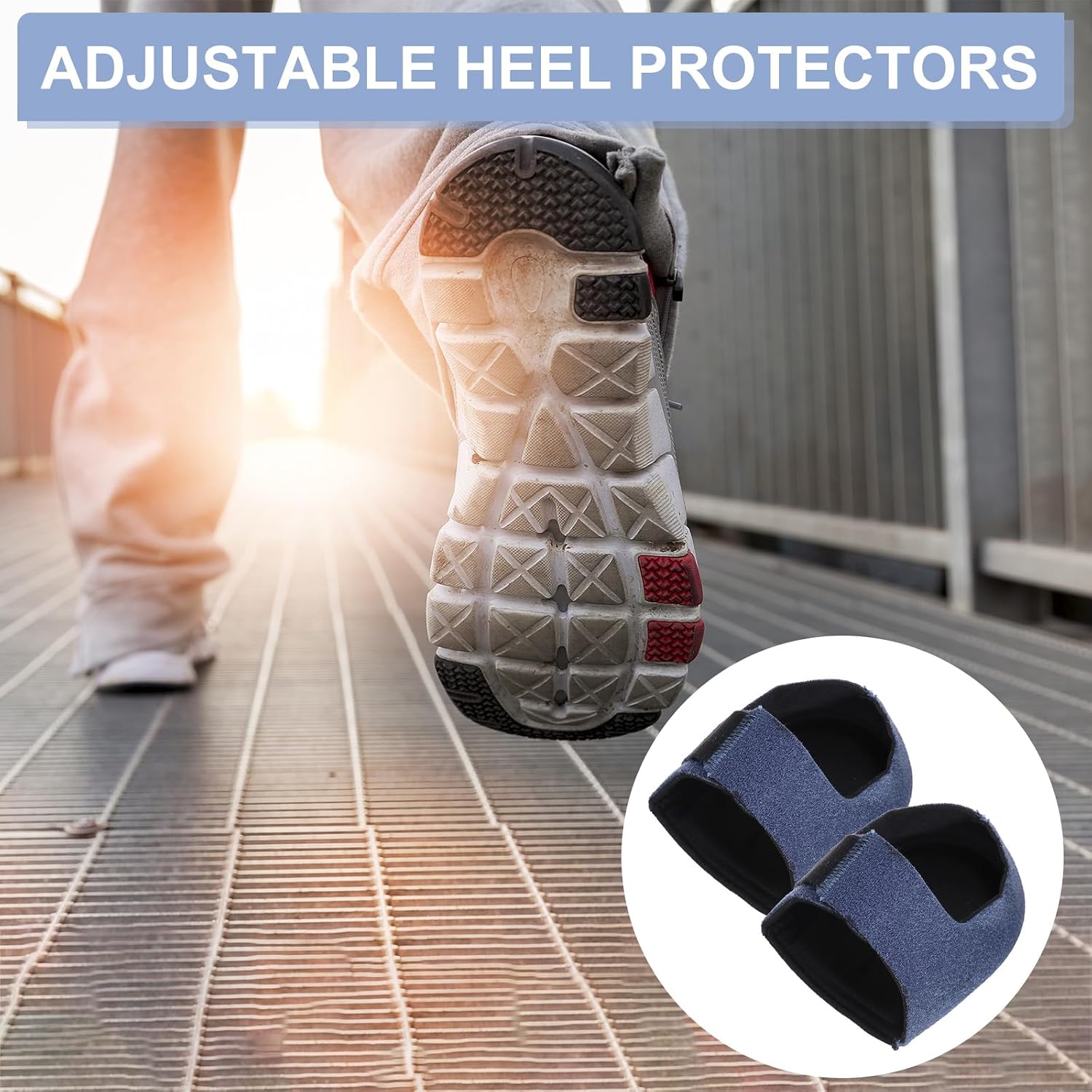 PATIKIL Heel Protectors, 1 Pair Heel Cups Adjustable Heel Cushion Pads Hook and Loop Fastener Heel Supports for Heel Pain Dry Cracked Heels Spur Pain Men/Women, Blue Small