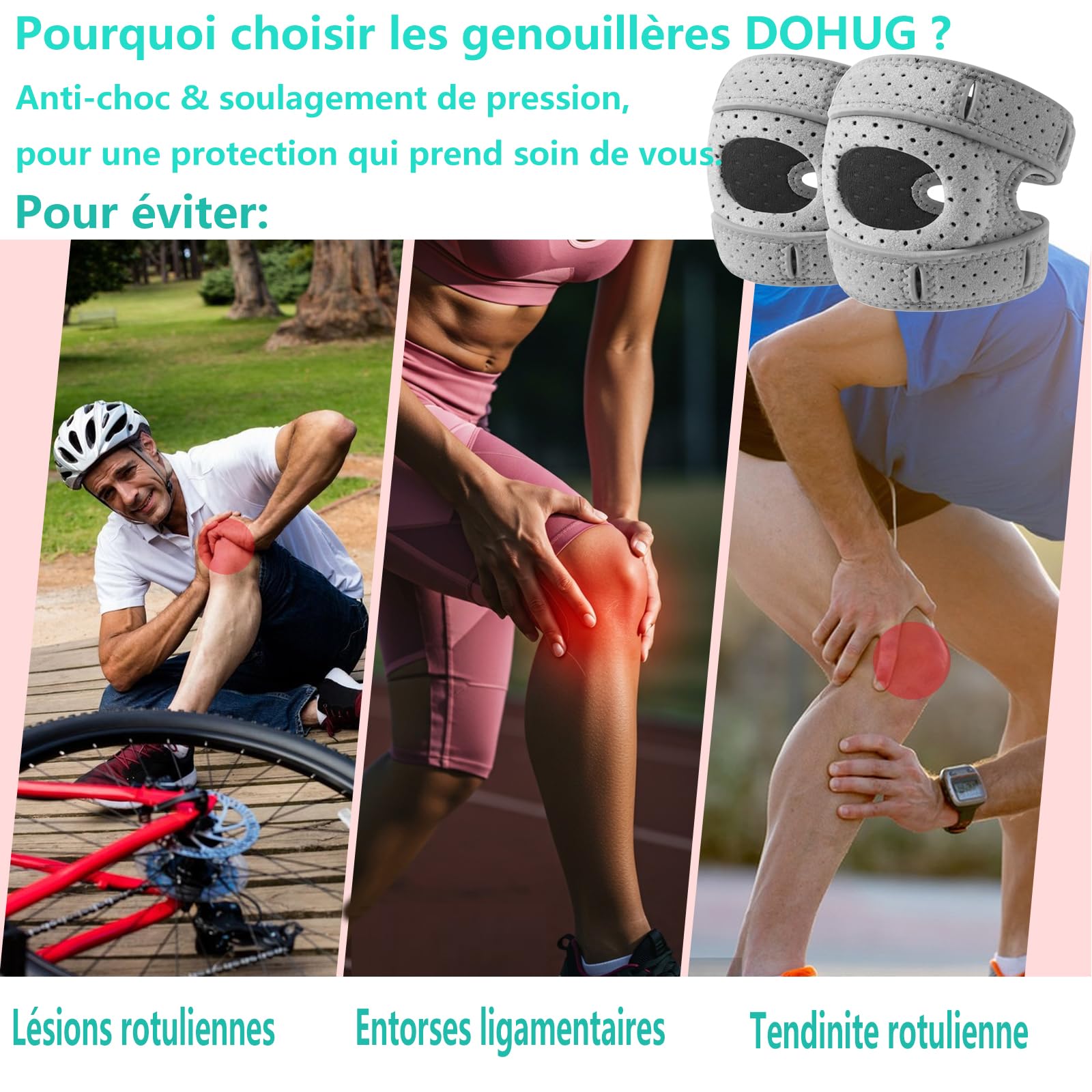 Rodillera 2.0, rodillera de artrosis de rodilla, con soporte de rodilla, ortorótula, ajustable, rodilleras Orto rótula, para corredores, tenis, artritis rótula – 2 piezas 260302-2