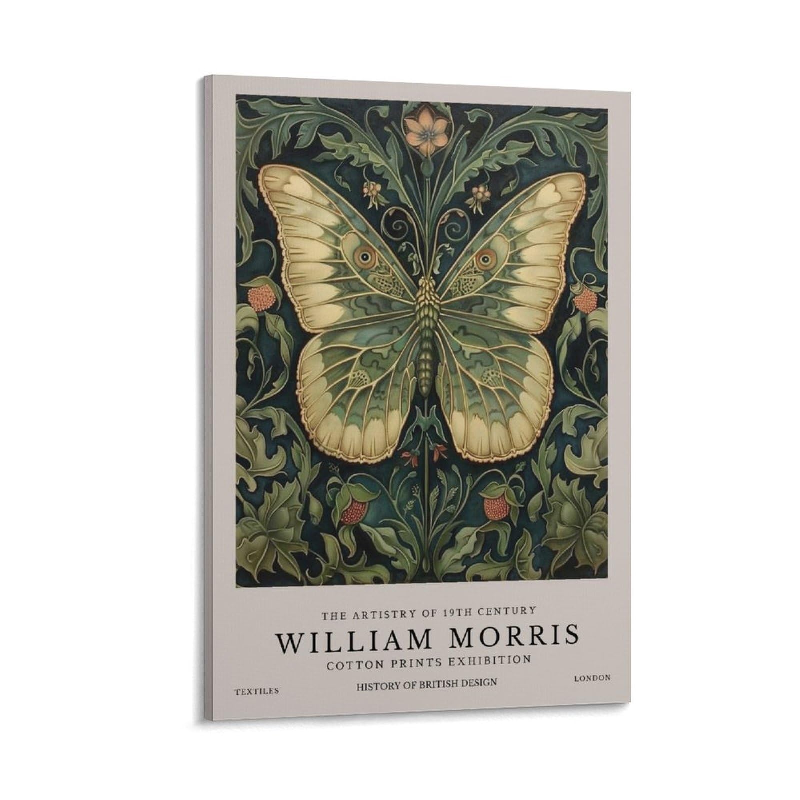 William Morris Green Butterfly Floral Flower Poster Decorative Painting Canvas Wall Art Living Room Decor 20x30inch(50x75cm)