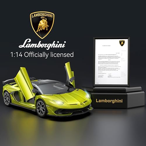 Miniatura 2 de Lamborghini - Auto a control remoto, con licencia oficial 114 Lambo RC para niños y niñas, regalo de cumpleaños, juguetes verdes para 3, 4, 5 años
