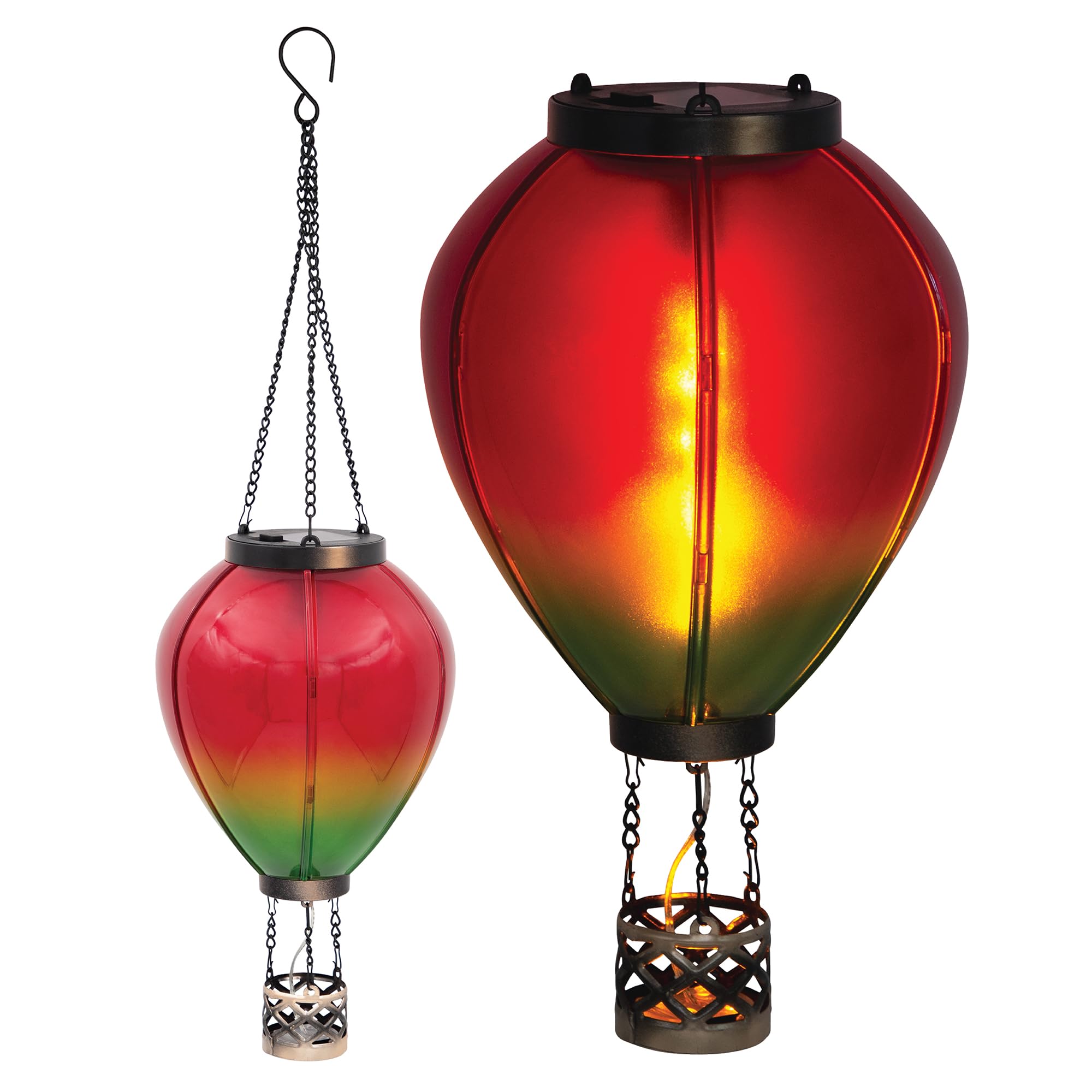 GardenKraft 10919 Hot Air Balloon Lantern/Solar Powered Outdoor Light/Efficient LEDs/Durable Construction/Flame Effect/Warm White Light Colour