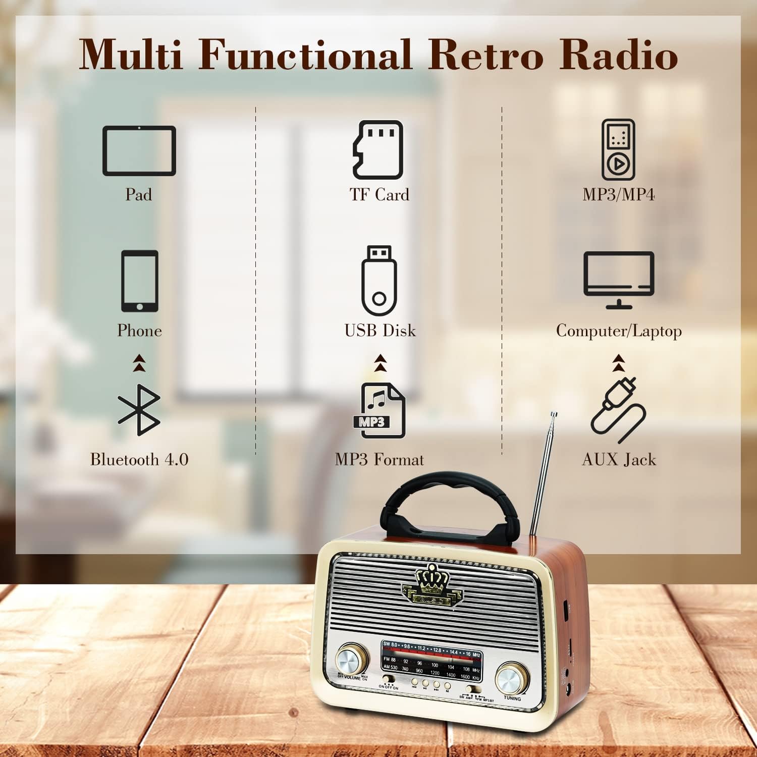 TOWEAR Cassette Player, Portable Cassette Tape Player, Support FM/AM/SW Frequency Band Tape Recorder - Image 4