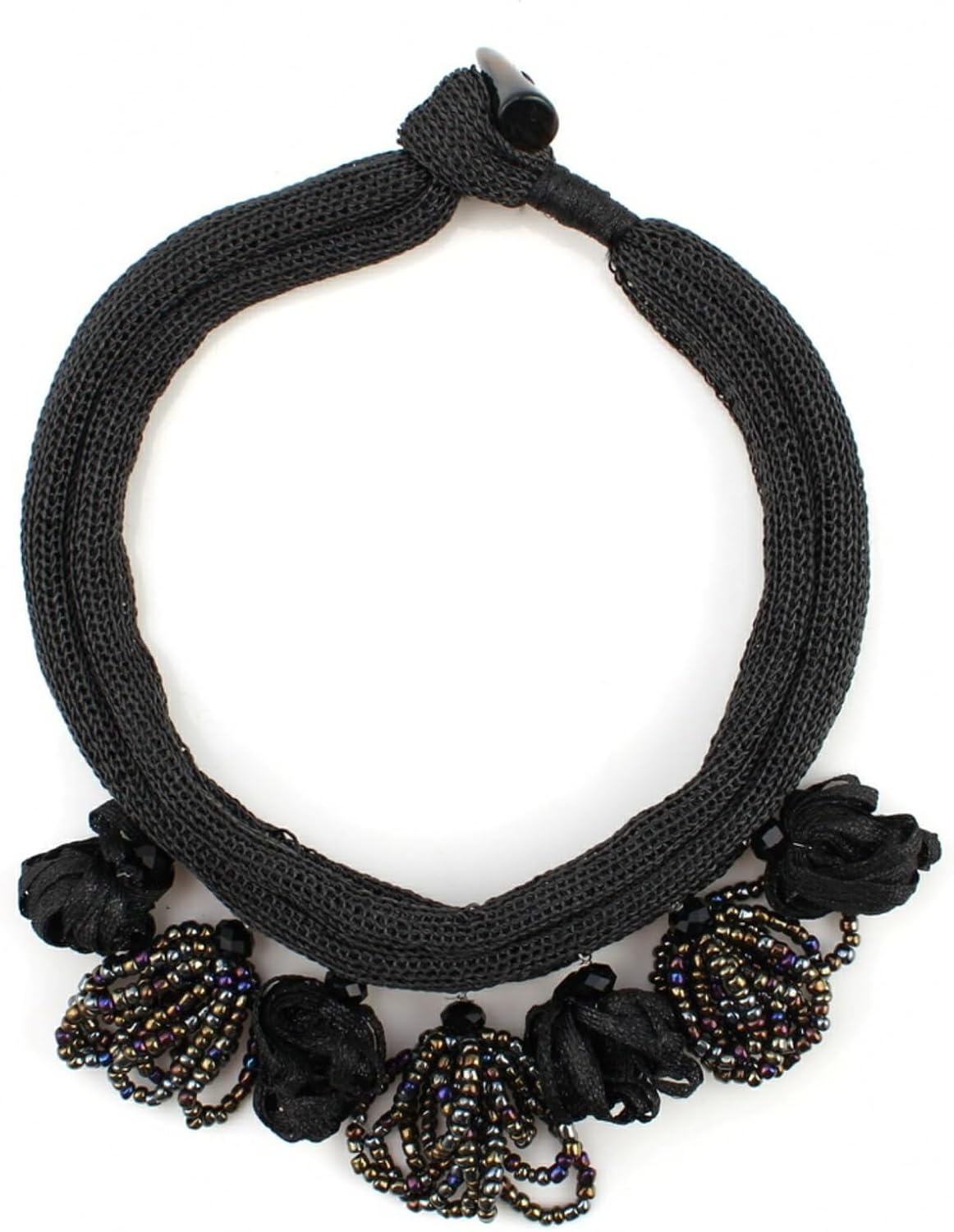 Chunky Acrylic Bead Rope Flower Statement Big Pendant Necklace for Women Rope Handmade Party