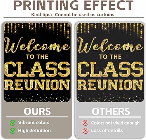 Miniatura 4 de Swepuck Telón de fondo dorado de 72 x 43 pulgadas con texto en inglés "Welcome to the Class Reunion 20th 30th 40th Reunion Fotografía Fondo de