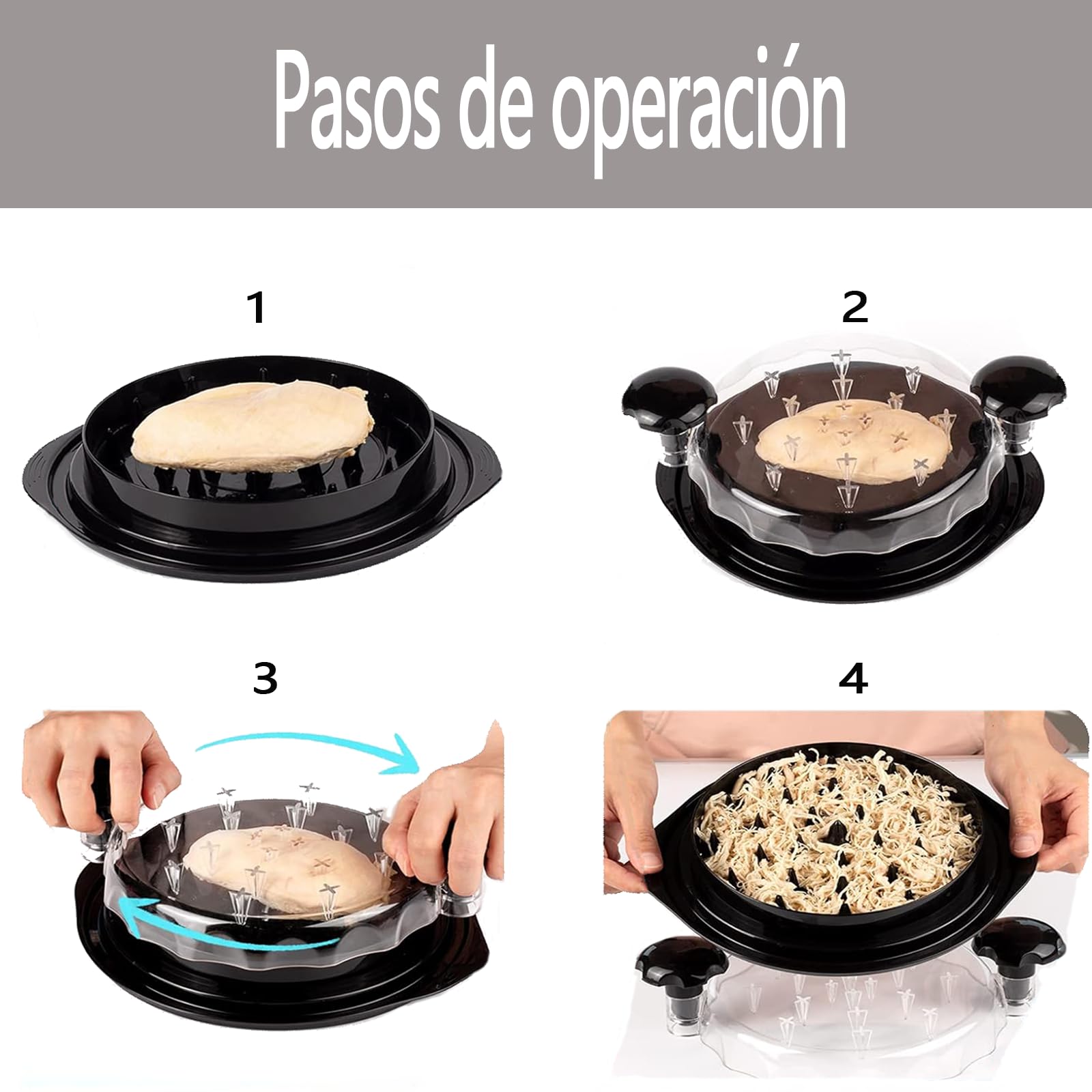 IOWHDS Desmenuzador de pollo, Deshebrador de pollo y carne con Asas y Base  Antideslizante, Triturador de pollo grande Transparente Visible, Fácil de  limpiar, libre de BPA : Amazon.com.mx: Hogar y Cocina