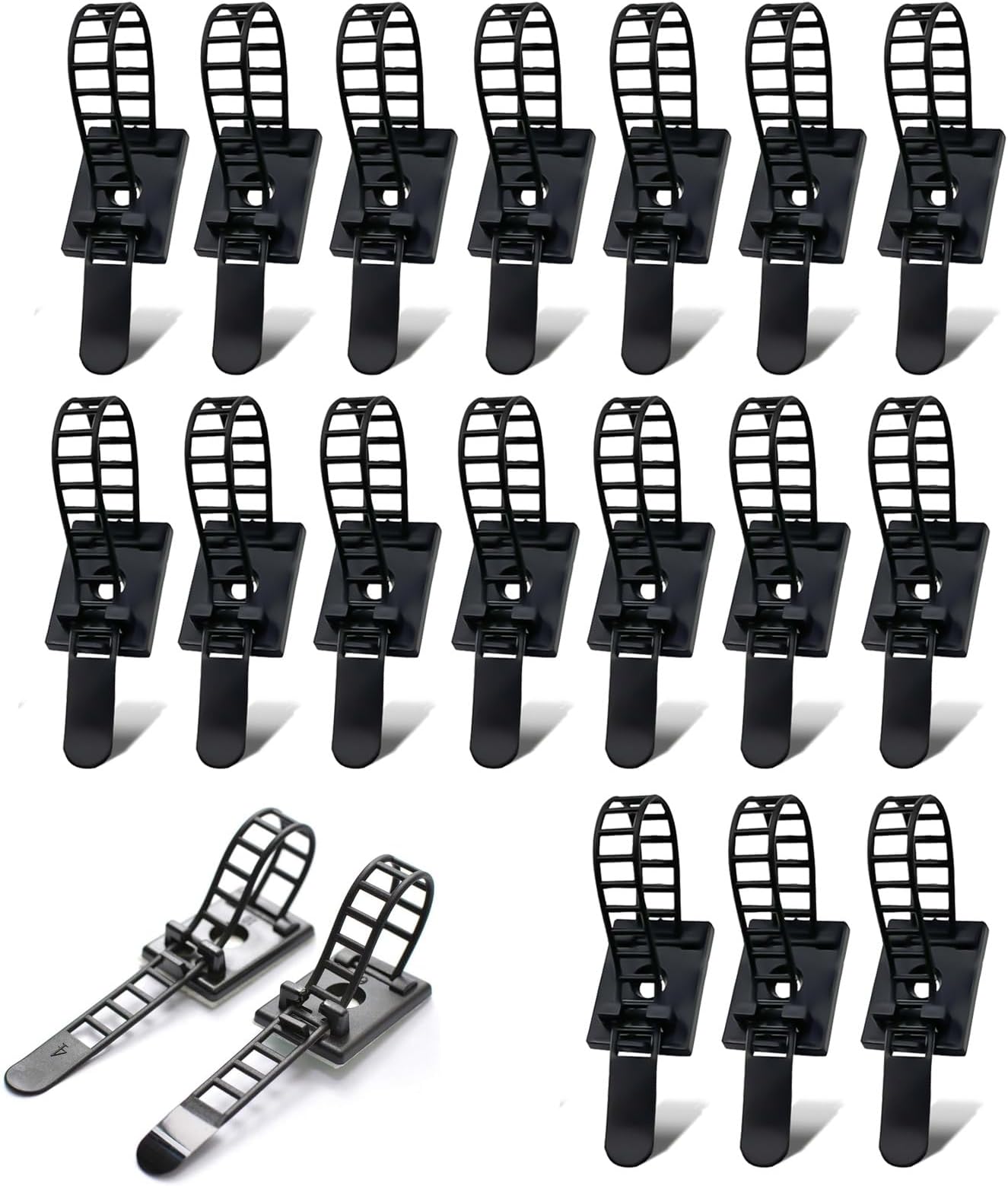 50 Pcs Reusable Cable Clips, Cable Management Desk Cord Organizer Cable Ties, Hub Adhesive Cable Holder Nylon Cable Straps for Cord Management, Wire Clips, Cable Clamps, Black