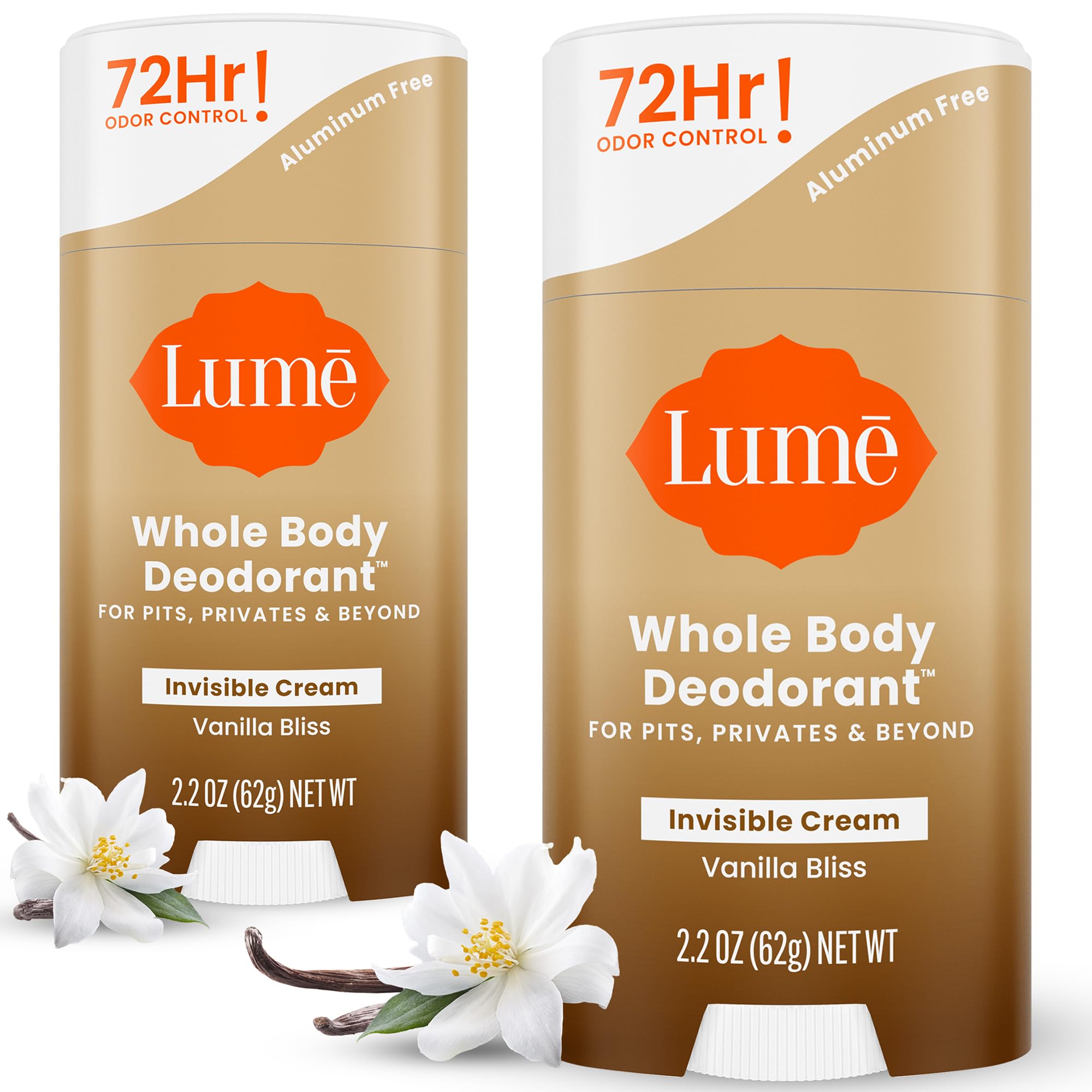 Lume Whole Body Deodorant - Invisible Cream Stick - 72 Hour Odor Control - Doctor Developed - Aluminum Free, Baking Soda Free and Skin Loving - 2.2