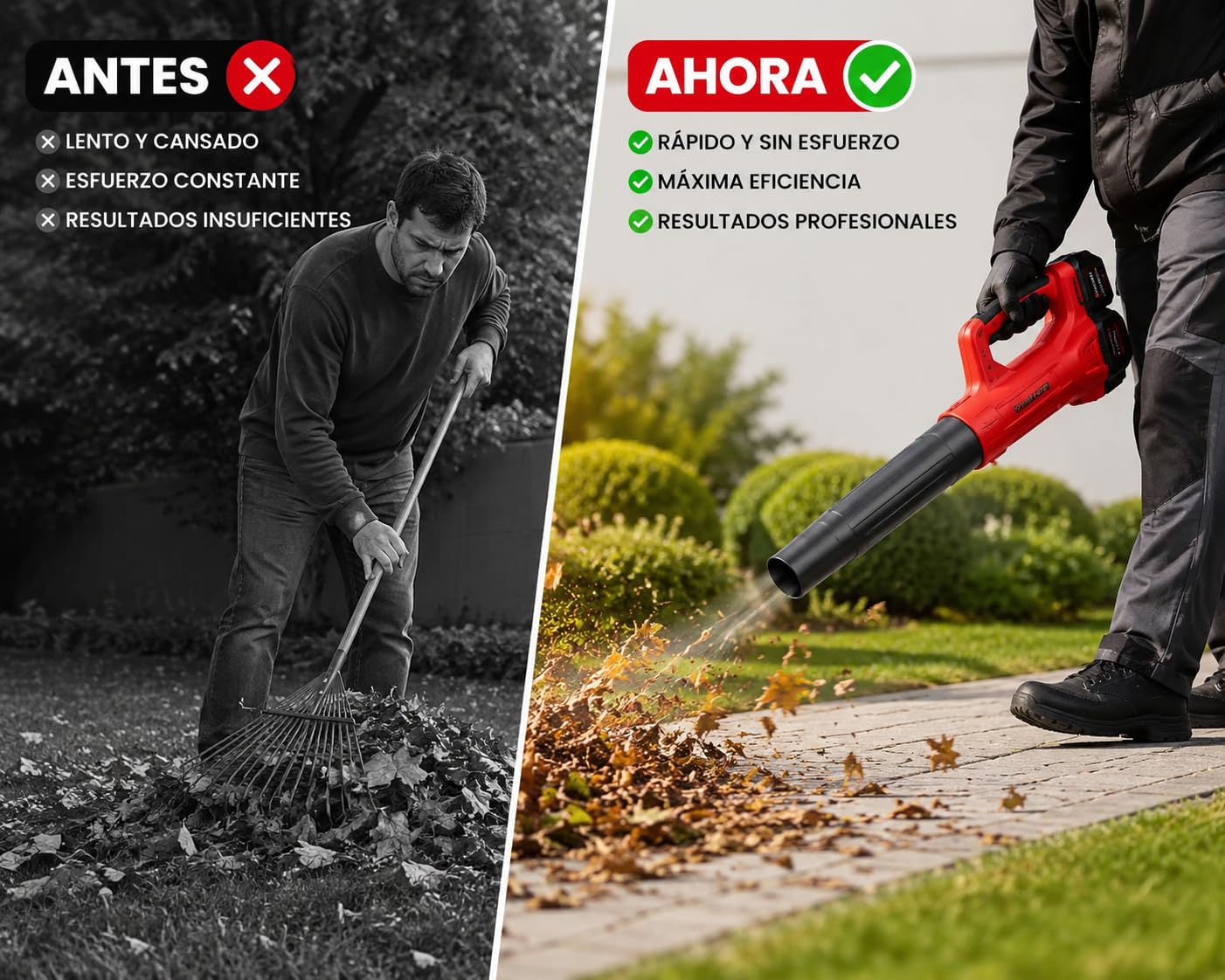 Soffiatore di foglie a batteria da 21 V con 2 batterie da 3000 mAh e caricatore, soffiatore elettrico portatile ad alta potenza, 6 velocità, 2 ugelli per giardino, cortile, garage e officina