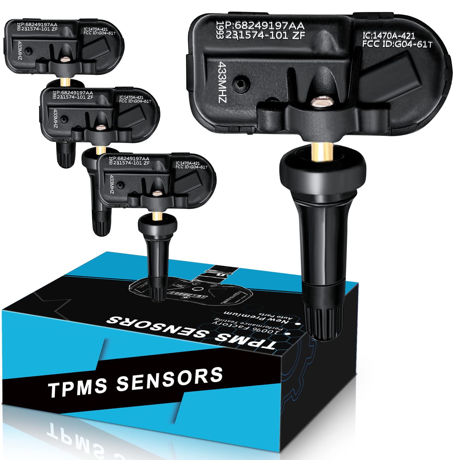 YZHIDIANF Tire Pressure Sensors for:-Jeep Cherokee 2014 2015 2016 2017 2018 2019 2020 2021 for:-RAM 1500 2014-2018 2500 3500 TPMS 433 Pre-Programed OE