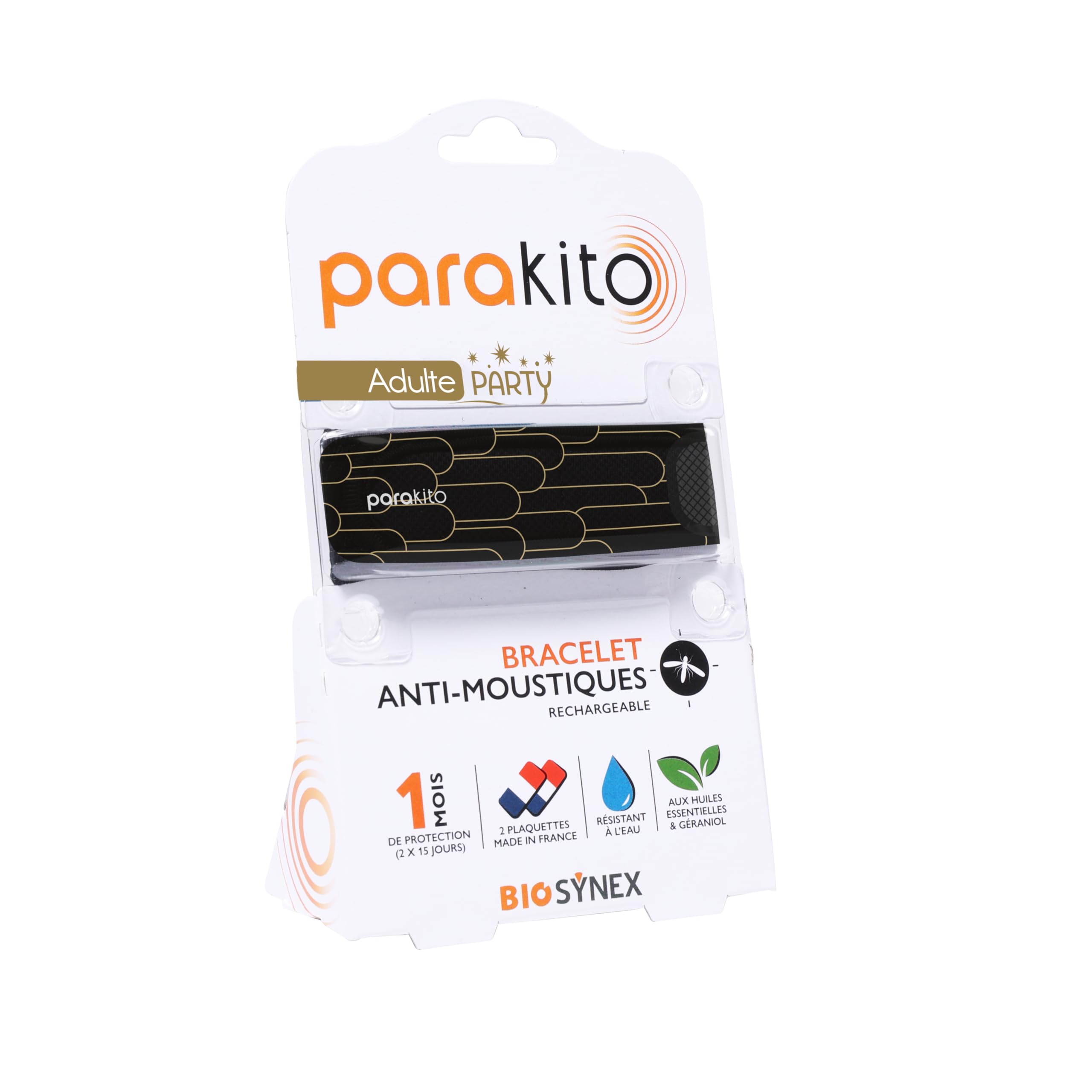 Bracelet Anti-Moustiques Parakito Rechargeable Graphik Rose - 30 Jours Protection Naturelle