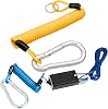 MECMO Trailer Breakaway Switch 5ft Brake Away Coiled Cable Large Carabiner RV Camper Trailer Emergency Electric Break Switch, 6 Feet Stainless Steel Spring Towing Wire Safety Coiled Lanyard wPull Pin