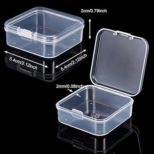 Vista 2 de 24 Packs Small Clear Plastic Beads Storage Containers Box with Hinged Lid for Storage of Small Items, Crafts, Jewelry, Hardware(2.12 x 2.12 x 0.79