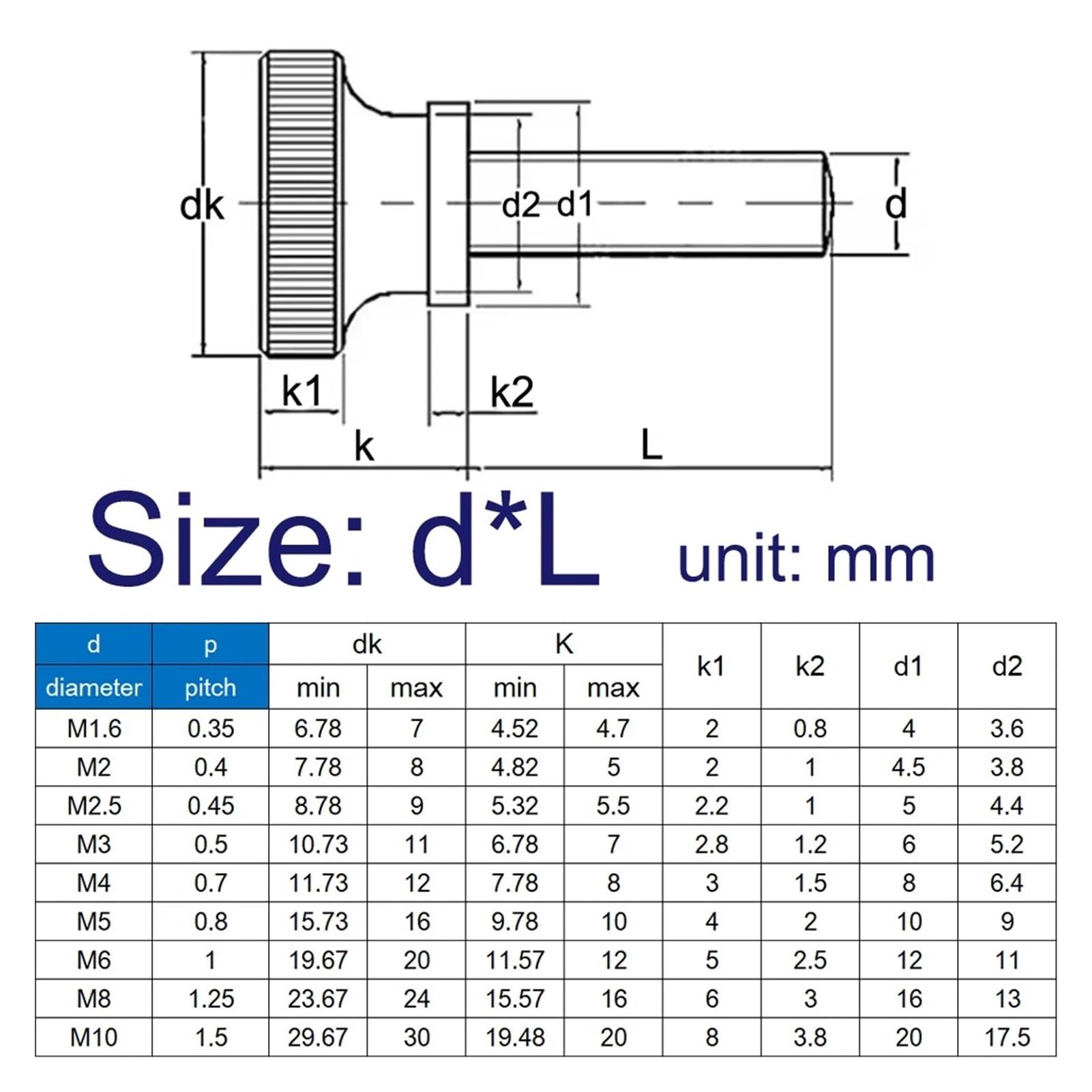Compatibile con 1/2/5/10 pezzi M2 .5 M3 M4 M5 M6 Acciaio inossidabile 304 Serrare a mano Manopola zigrinata Vite a testa Lunghezza bullone = 3-35mm(5pcs,M6 x 30mm)