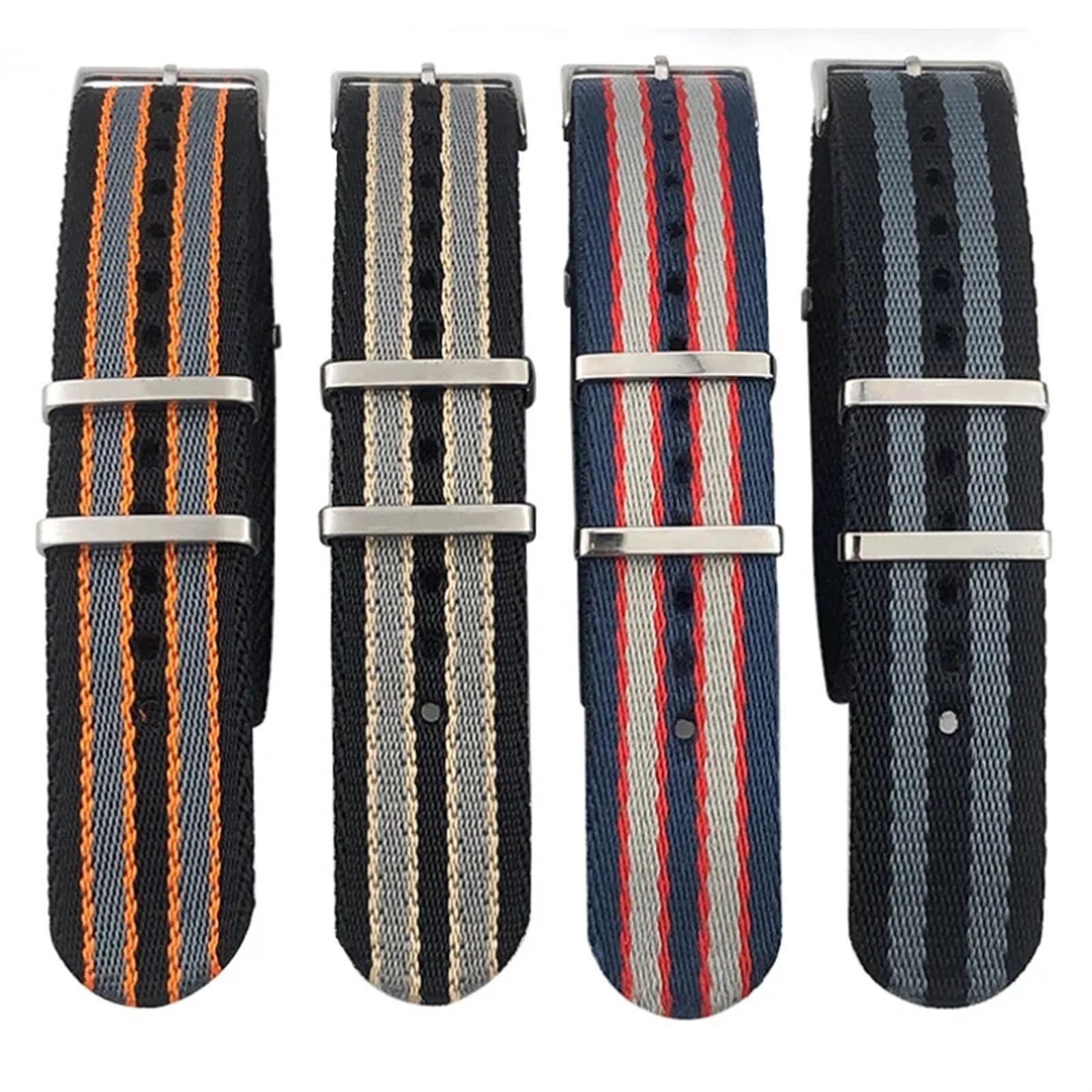 Hochdichtes Nylon-Canvas-Armband, 20 mm, für NATO-Band, 304 Edelstahlschnalle, Herren-Ersatzarmband, Uhrenzubehör für Omega (21 mm, Schwarz-Grau-Silber)