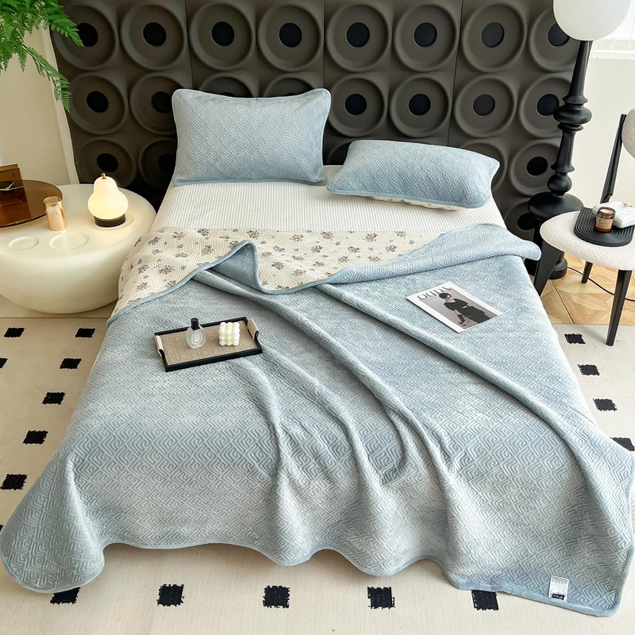 Colcha para Cama(Disponible En Varios Tamaños), Acolchado Fino, Suava, Colcha Cubre Cama Multiusos, Cubrecama para Todas Las Estaciones,Light Green,215 * 240cm