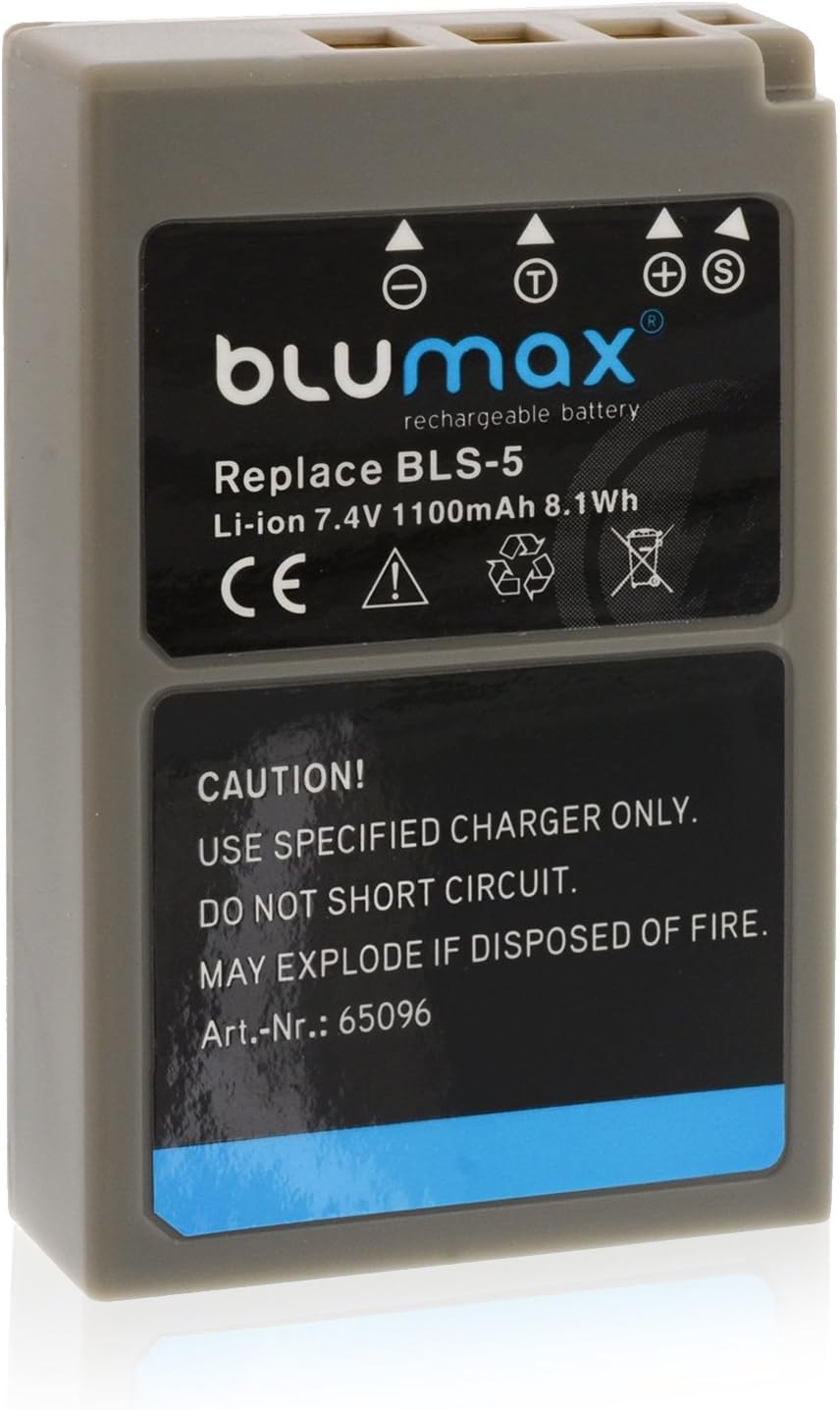 Professional Set for Olympus BLS-1 of 5 (1100 mAh 100% Compatible with Chip)