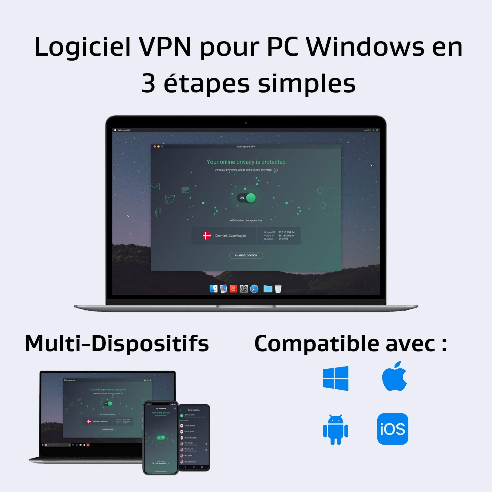 AVG Secure VPN 2026 | 5 appareils | 1 An | Code d'activation envoi par email