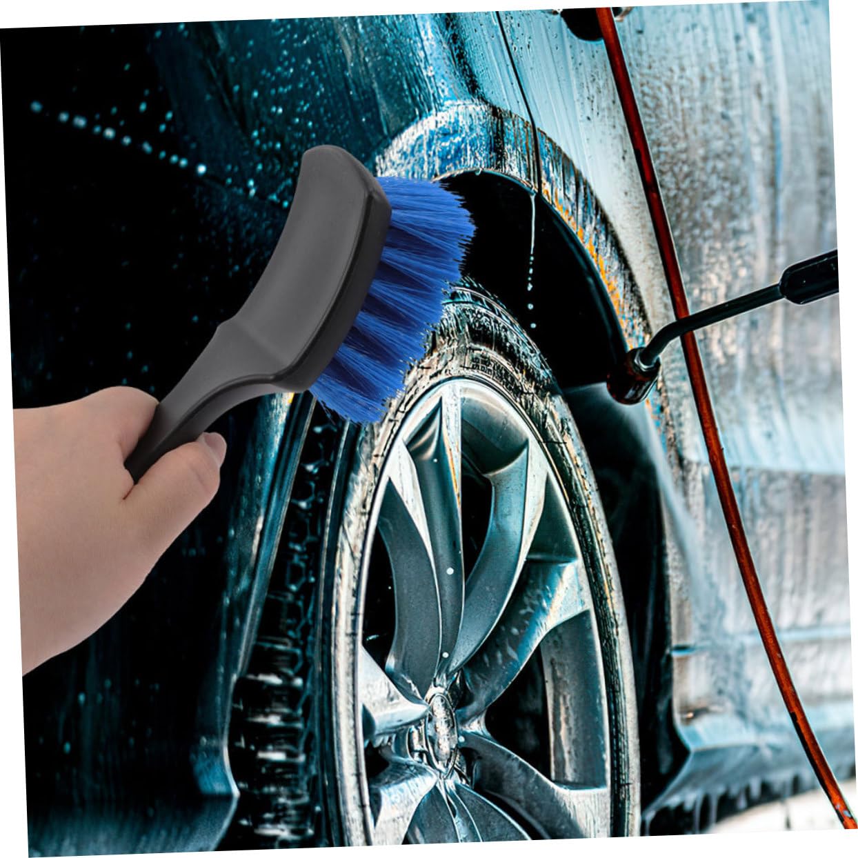 ULTECHNOVO 6pezzi Spazzola per Pulizia Pneumatici Auto di Spazzole Compatte e Pratiche per La Manutenzione delle Ruote Design Resistente e Versatile per Lavaggio Auto e Cura Veicoli Facile da