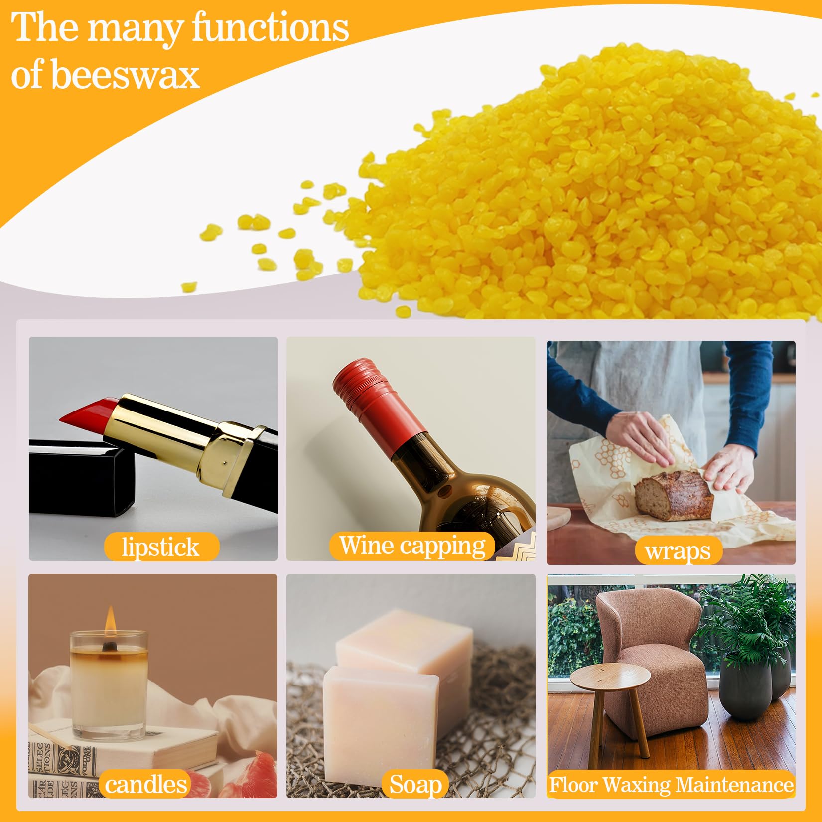 AHSNYLC Yellow Beeswax Beads Bulk - 885g Yellow Beeswax Pellets,Pure Beeswax Pastilles,Beeswax Candle Making,Wax Pellets,Beeswax Wax Beads,Wax Bulk for DIY Making Candles,Projects,Soap Making Supplies