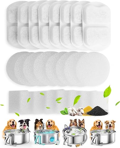 oneisall 8 filtros de carbono para fuente de agua para perros, acero inoxidable, 230 oz1.8 g, 8 juegos de filtros para fuente de perro