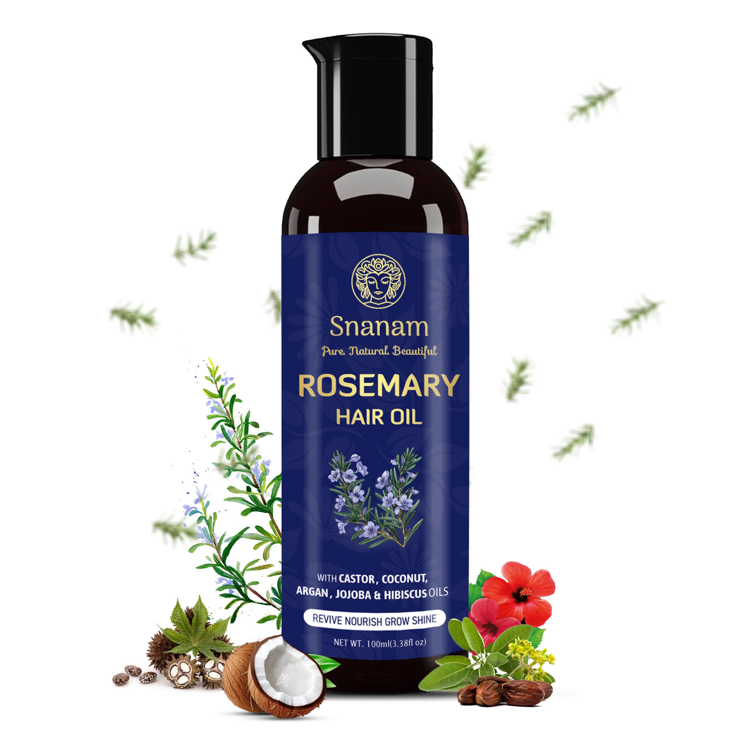 Snanam Pure Rosemary Oil for Hair Growth By Dr. Sebi Sourced From Honduras | Promotes Thicker, Shiny, Stronger & Healthy Hair | Pure Rosemary Dr. Sebi Oil for Hair Growth and Hair Fall Control | 100 m