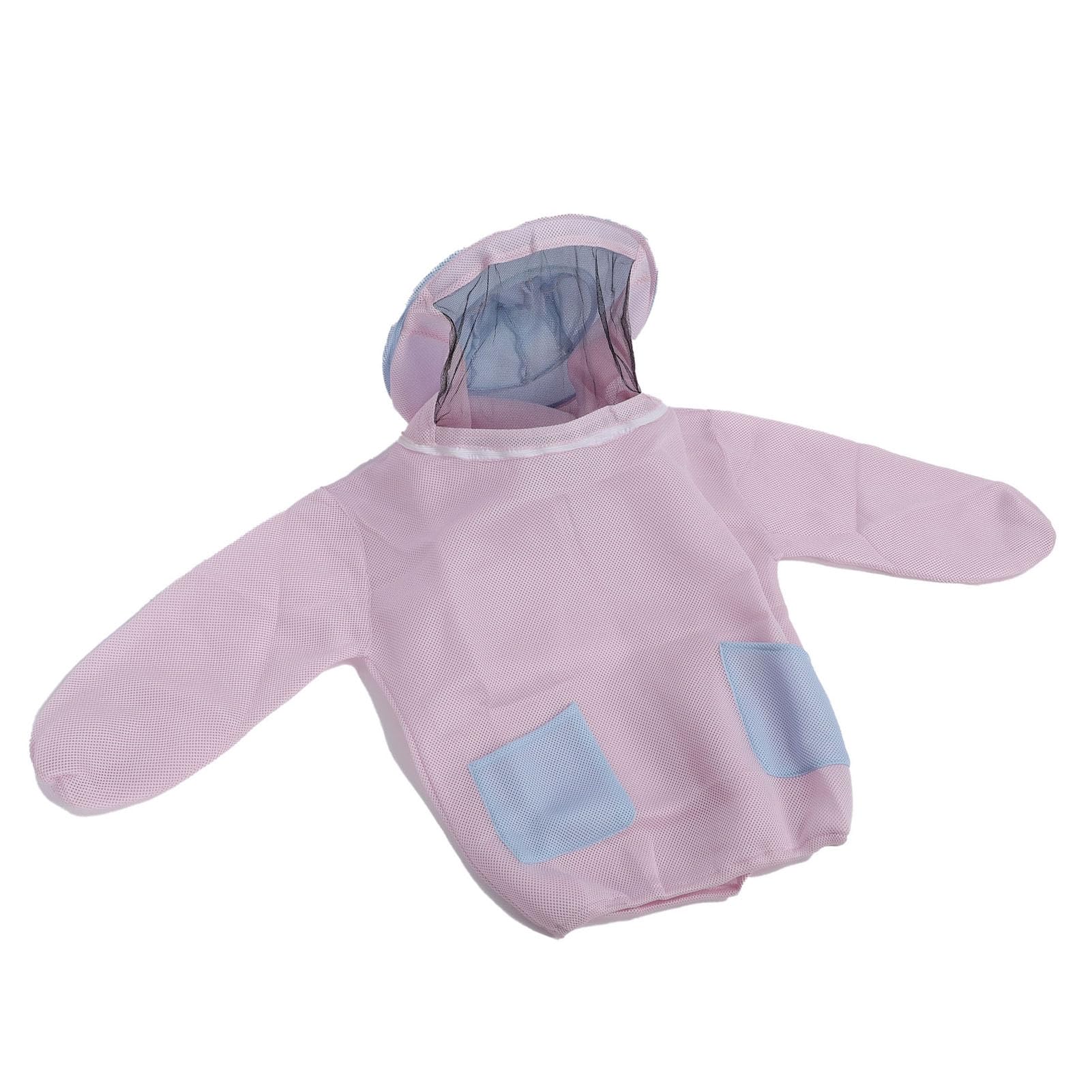 Bienenzuchtjacke, Bienenanzug, Bienenzuchtjacke für Damen, Atmungsaktiver Bienenanzug aus Mesh-Baumwolle mit Schleier, Bündchenärmeln, Belüfteter Halbkörper-Imkereiausrüstung für Imkereifrauen