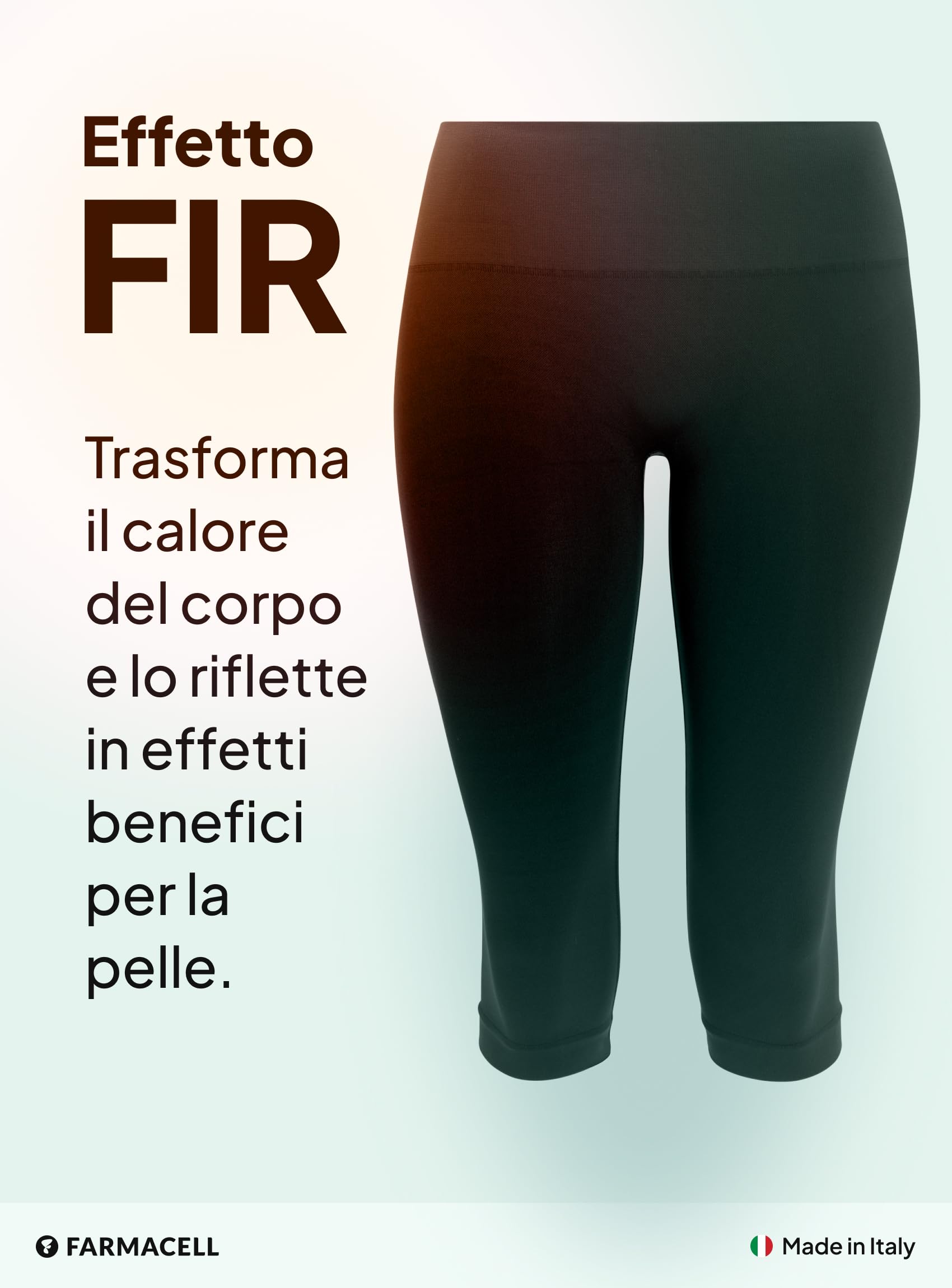 FarmaCell Leggings Anticellulite Donna 3/4, Leggings Capri Modellanti con Effetto Fir, Made in Italy, 604Y
