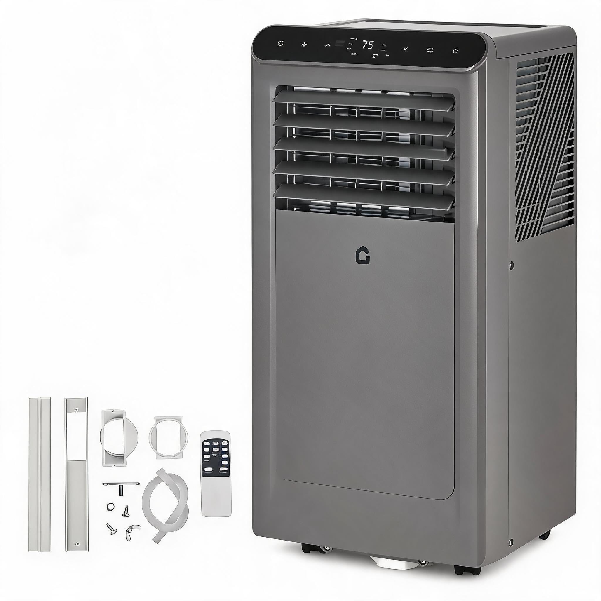 Takywep 8000 BTU 4-in-1 Portable Air Conditioner – Cools Rooms up to 350 Sq Ft – Quiet Cooling, Dehumidifier, Fan, Remote, 24H Timer – Window Kit – Operation Panel Black, US Standard