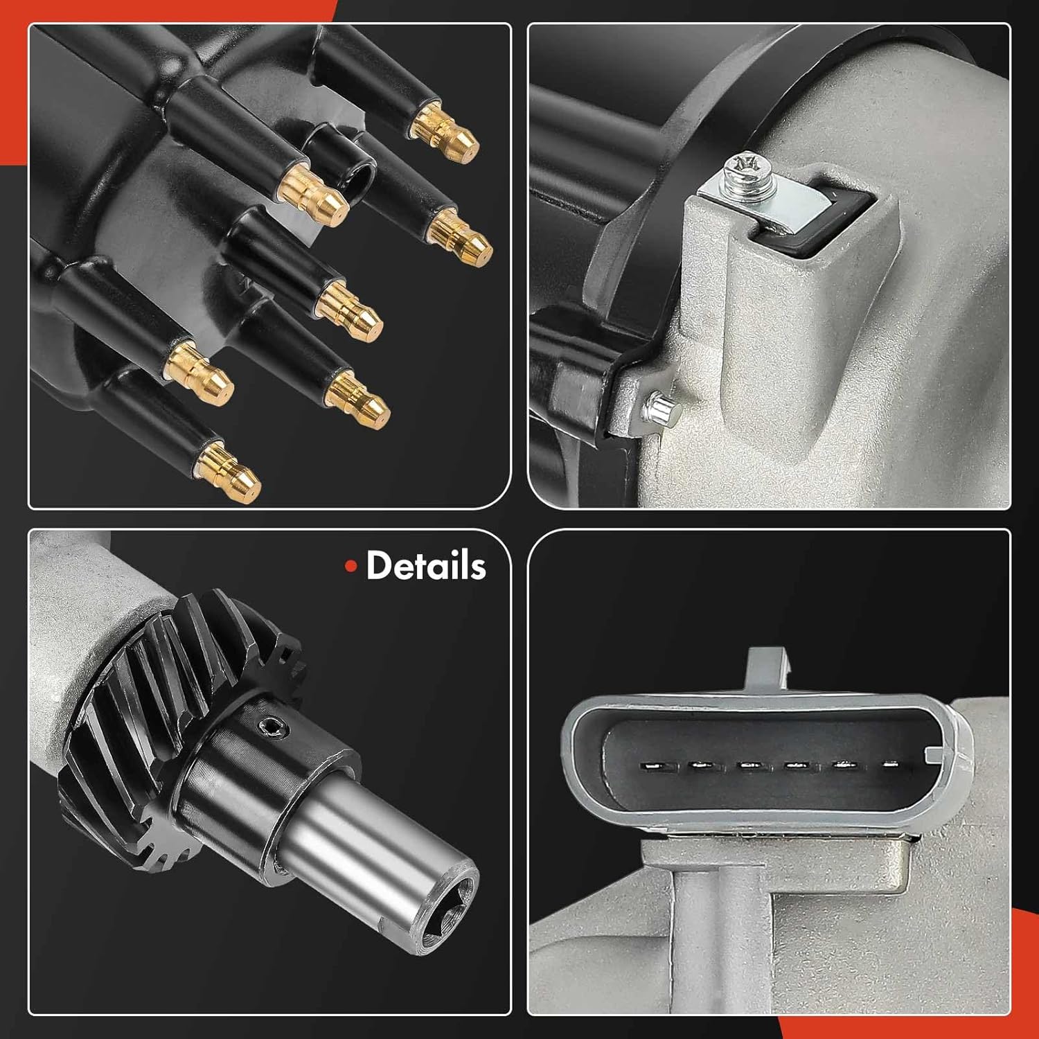 A-Premium Ignition Distributor with Cap and Rotor Compatible with Ford F-150 F-250 F-350 E-150 E-250 Eonoline Club Wagon E-350 Econoline