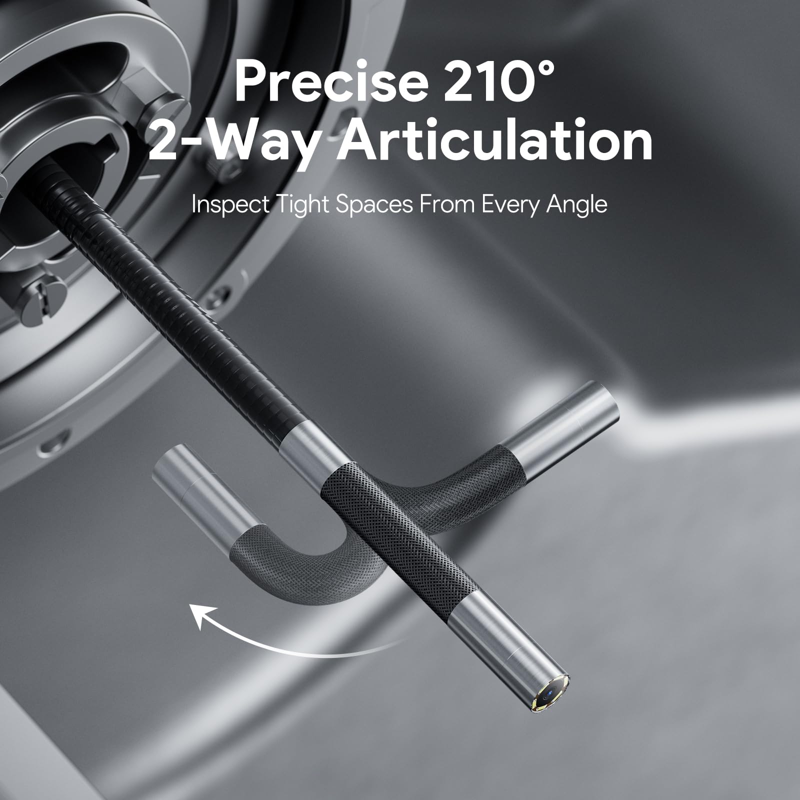 DEPSTECH Cámara Endoscópica con IPS 5", Cabezal 210 y Sonda Ultrafina 6.2mm | Boroscopio con Cable Semirrígido 1.5m, 8 LEDs Regulables y Impermeable IP67 para Inspección de Tuberías y Cavidades de Pared