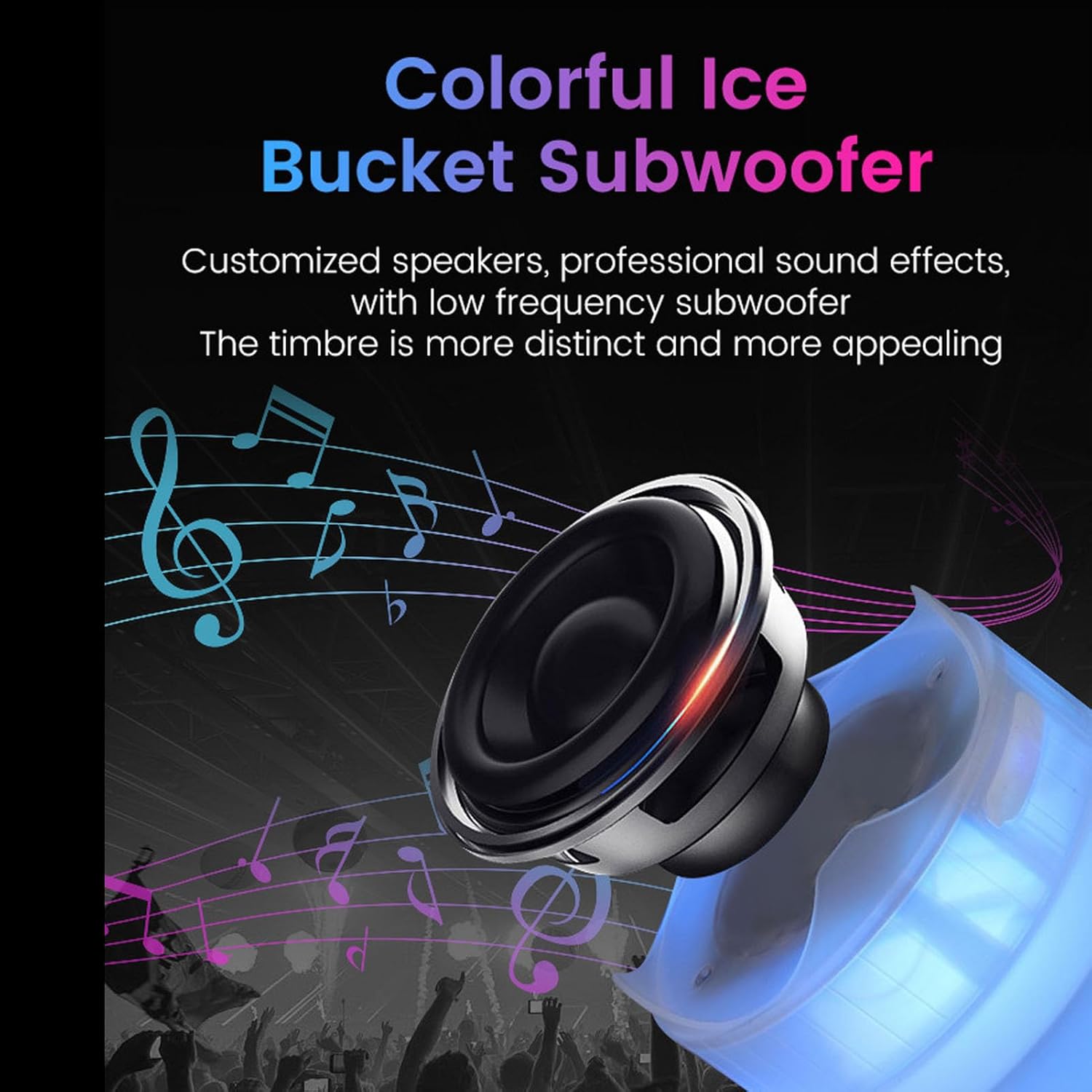 Diyeeni LED Ice Bucket, Regular 5L Large Capacity Lighted Ice Bucket with Automatic 7 Colors and Bluetooth Speaker Changing for Party, Home, Bar, KTV Club