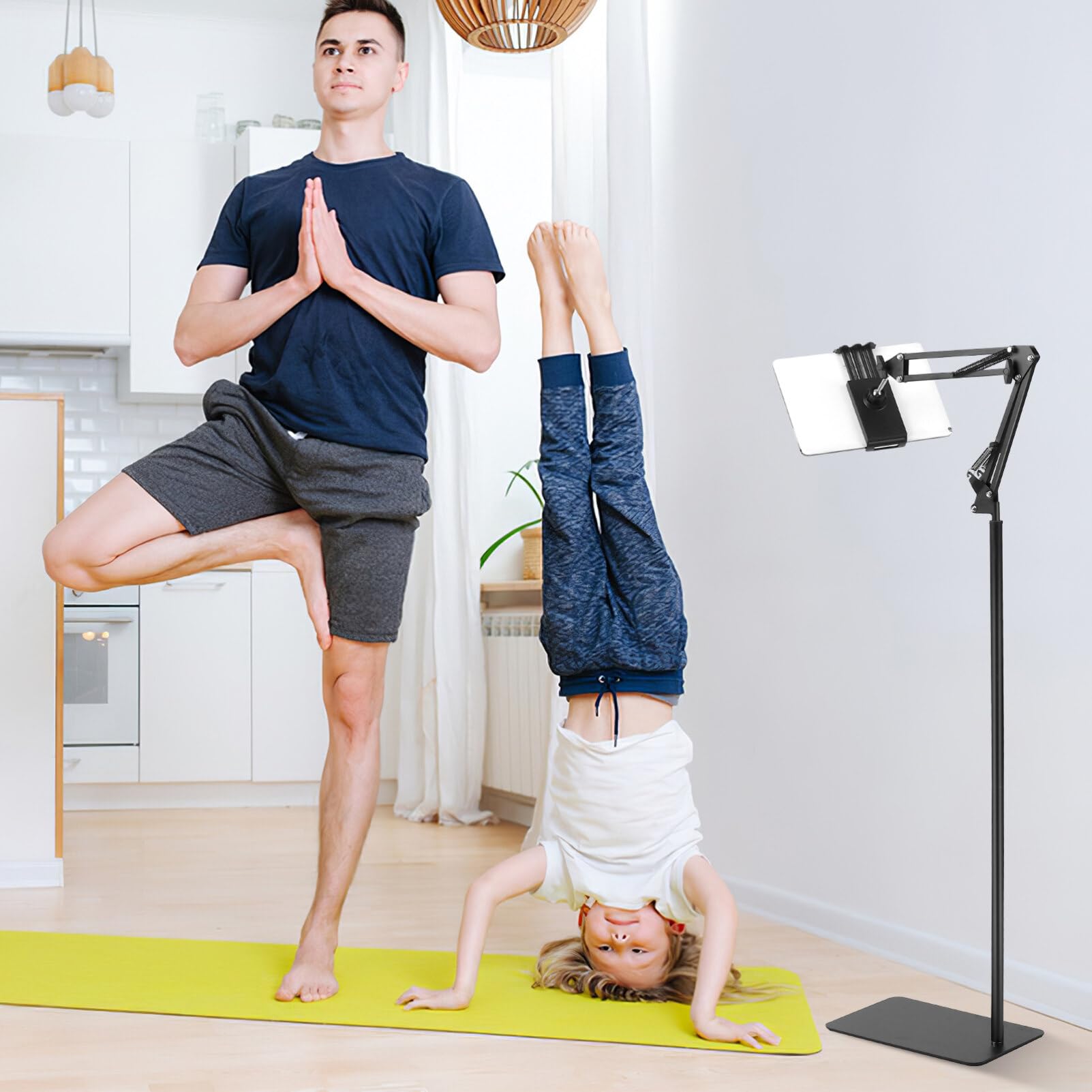 jojofuny Soporte De Piso para Tableta Altura Ajustable Soporte para Tableta Soporte para Teléfono Soporte De Cama Superior Soporte para Teléfono Móvil Brazo Estirable Compatible con