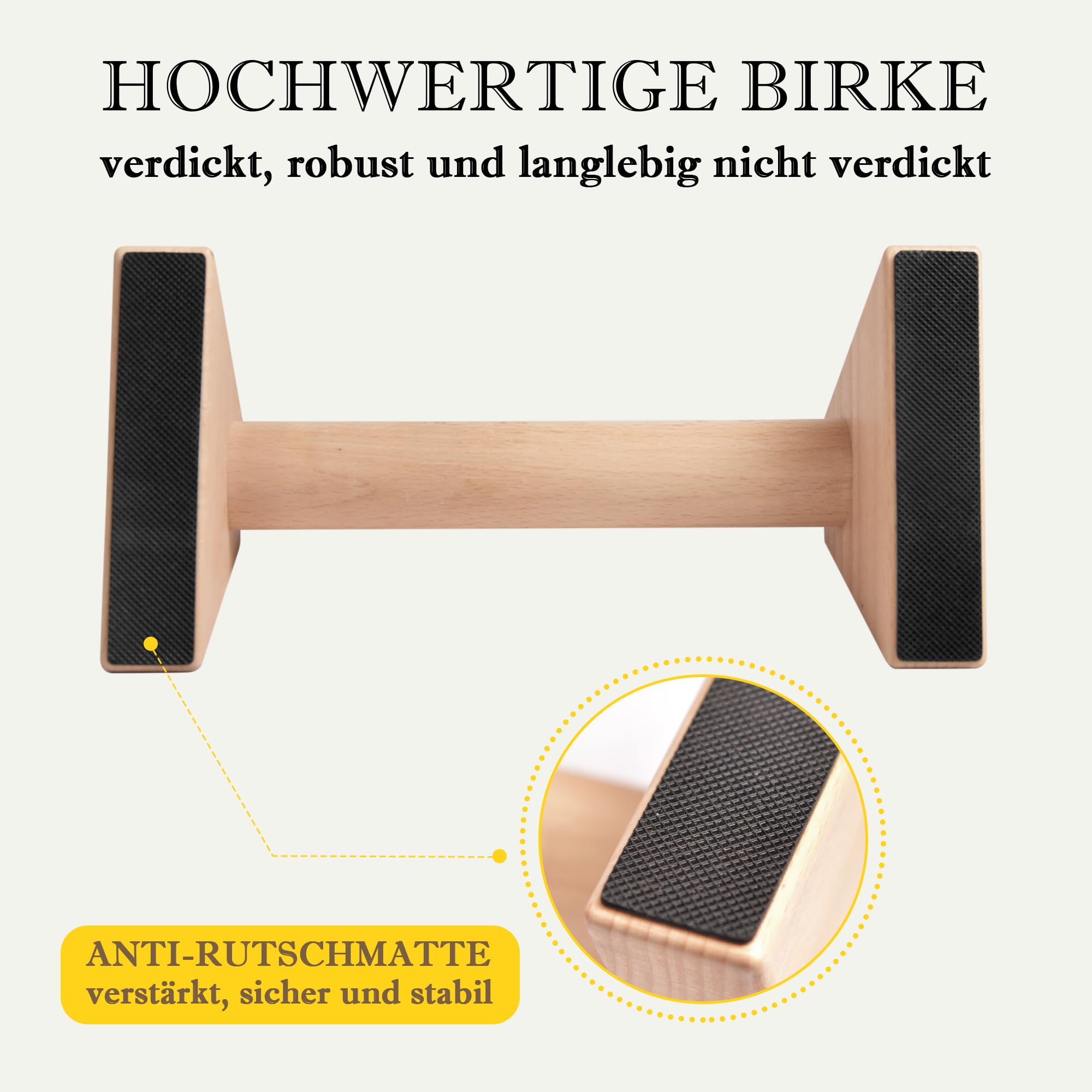 Liegestützgriffe aus Holz, 2er Set Push Up Bars, Handstand Griffe, rutschfestes Calisthenics-Equipment für Fitness, Gymnastik und Krafttraining & Handgelenkbandagen