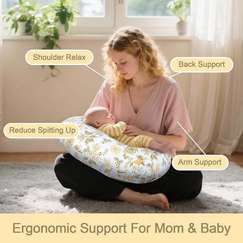 Miniatura 5 de Almohada de lactancia para bebé, almohada de lactancia ajustable para alimentación con biberón, esencial para lactancia materna para mamá y bebé más