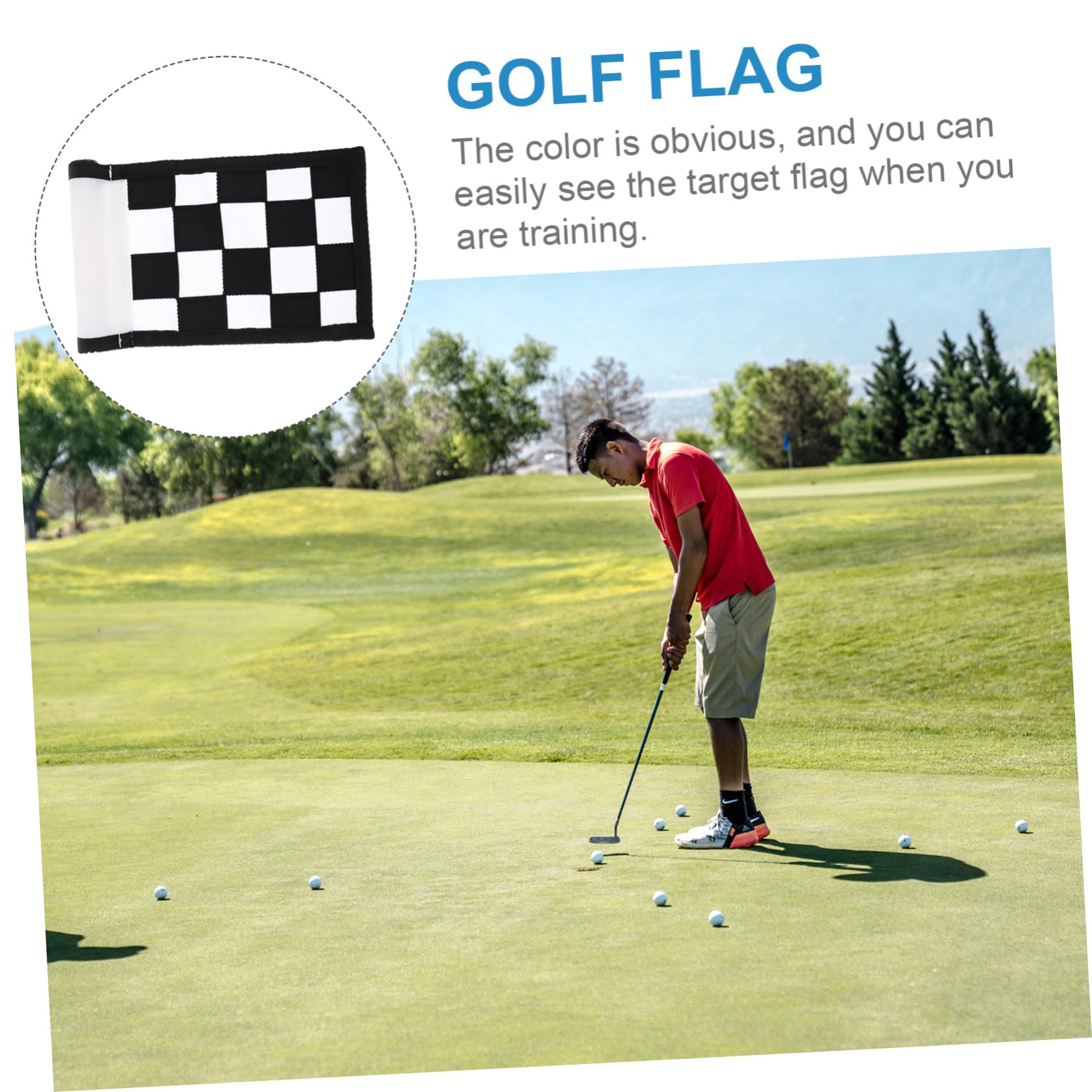 WOONEKY Training Flag Outdoor Flag Golf Accessory Portable Design Checkered Flag for Practice Better Skills