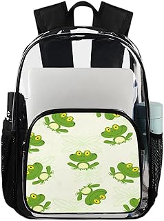 Mochila transparente Frog para uso pesado, Cute Frogs mochila transparente impermeável PVC transparente com alça de ombro reforçada para escola, trabalho, viagens, Multicor