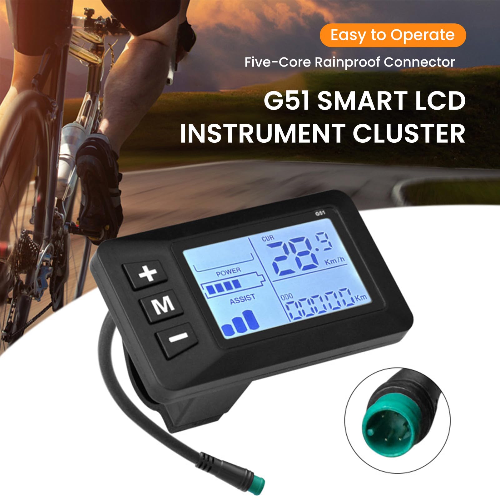 Misuratore Display LCD per Bici Elettrica, Schermo del Pannello di Controllo del Misuratore Display Bici Elettrica 24V 36V 48V, Contachilometri Tachimetro per la Modifica