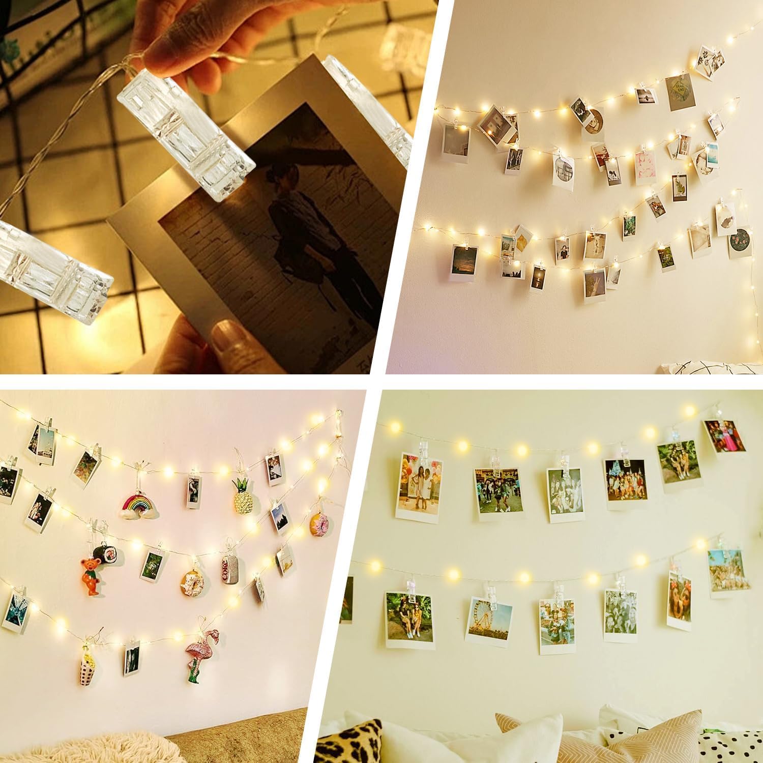 Amazon.com: Hosikugi Photo Clip String Lights 33FT 100 LED Fairy Lights ...
