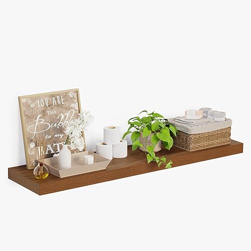 Miniatura 14 de Heimlove Estantes flotantes de 12 pulgadas de profundidad para pared, estantes de baño de 24 pulgadas, juego de 1, estantes montados para libros