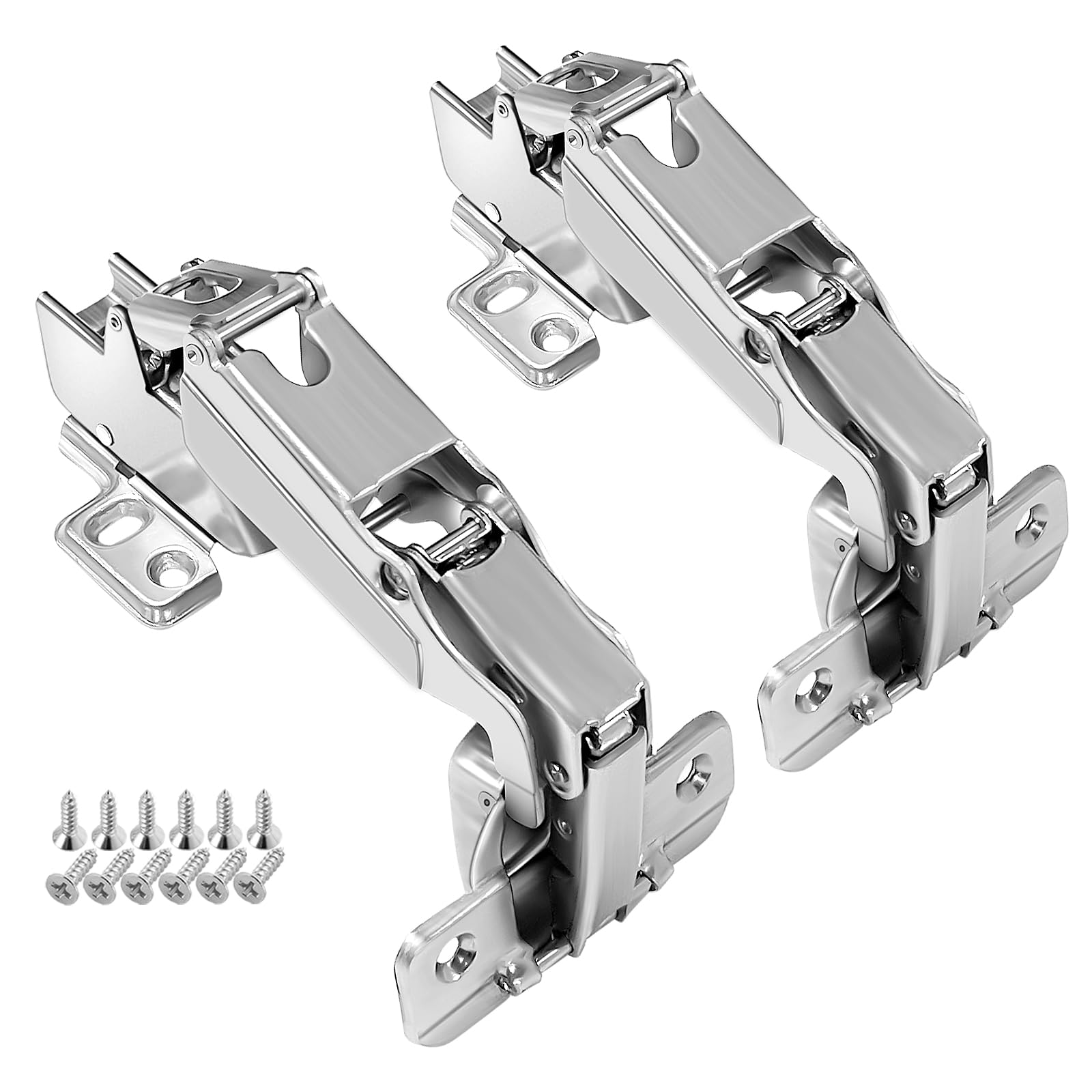 AOLISHENG 175 Degree Inset Cabinet Hinges Soft Close, 35mm Kitchen Cupboard Door Hinges, 1 Pair, Silver, 175°/Inset (1 Pair)