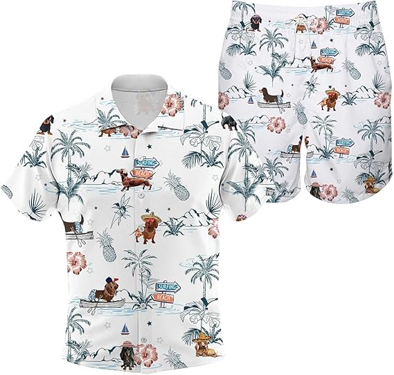 dachshund print hawaiian shirt