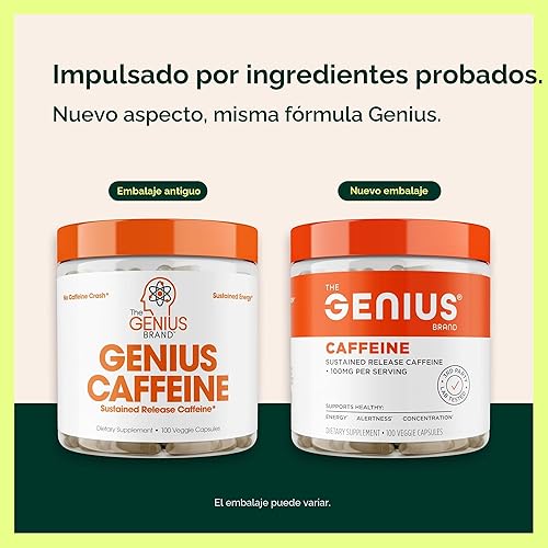Miniatura 2 de Genius Caffeine, píldoras microencapsuladas de liberación prolongada, suplemente para concentrarse y obtener energía todo natural, excelente