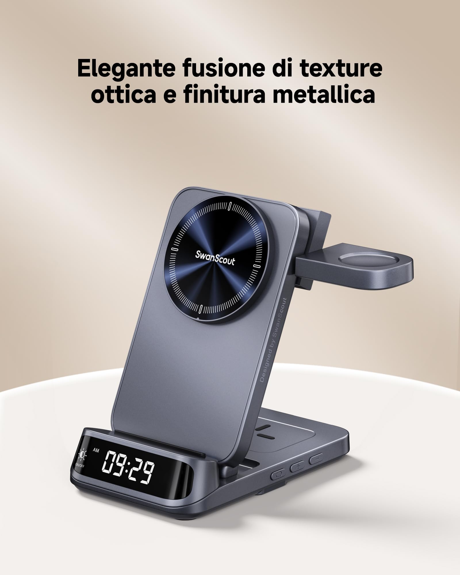 Magnetico Caricatore Wireless per Samsung Z Fold 8/Flip 8/S26/Watch 8 Serie | Stazione di Ricarica 3 in 1 con Orologio, Ricarica Magnetica, Design Pieghevole e Portatile, Solo per Samsung Galaxy Watch
