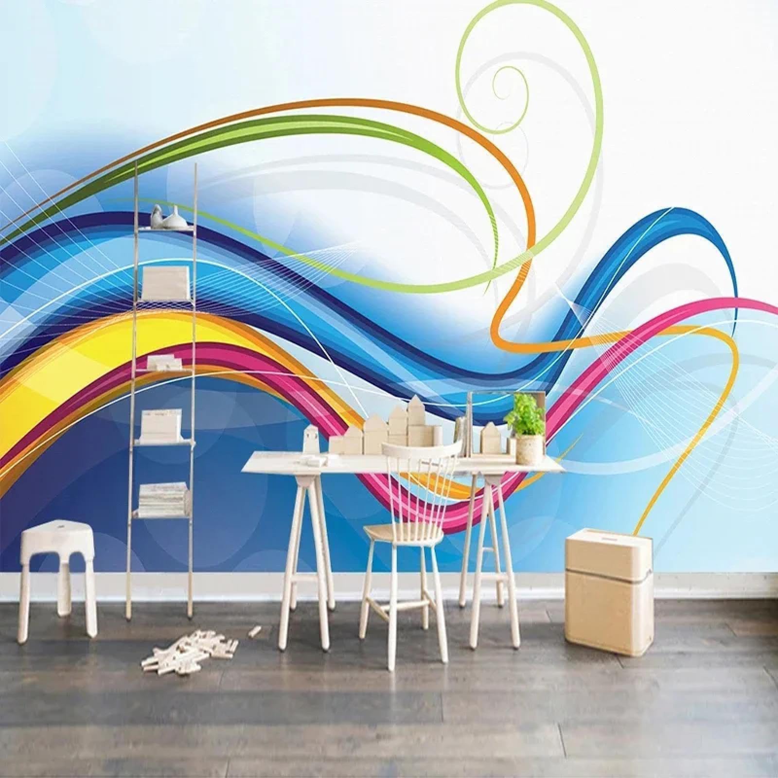 Art mural 3D idéal pour dynamiser un mur de salon terne avec des lignes créatives