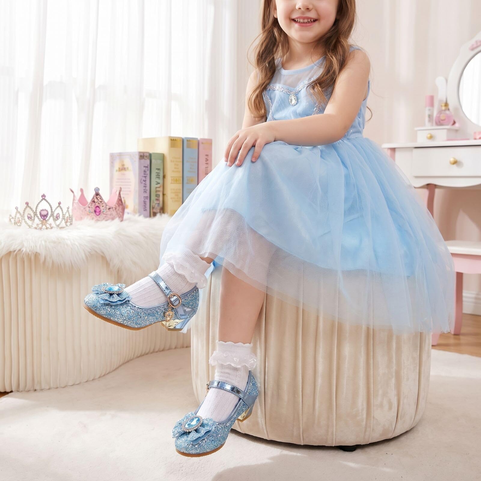 Fille Chaussure Talon Princesse Enfant Ballerine Paillettes Noël Carnaval