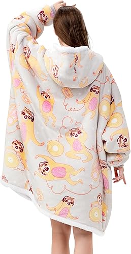 Miniatura 3 de Sunolga Manta con capucha para mujer, manta de gran tamaño con bolsillo y mangas en la capucha, manta cálida y súper suave